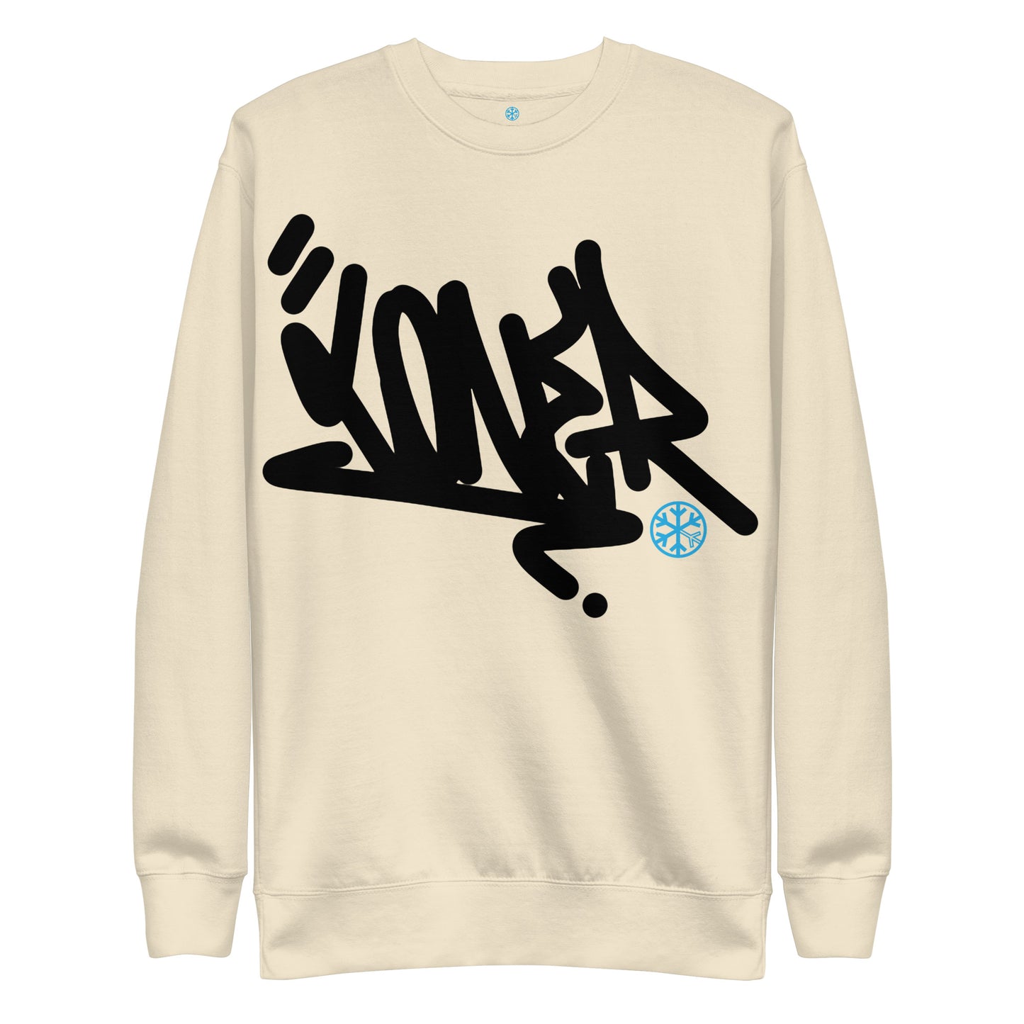 Beige-Loner Graffiti Tag Sweatshirt from B.Different Clothing, front view, graffiti-inspired streetwear