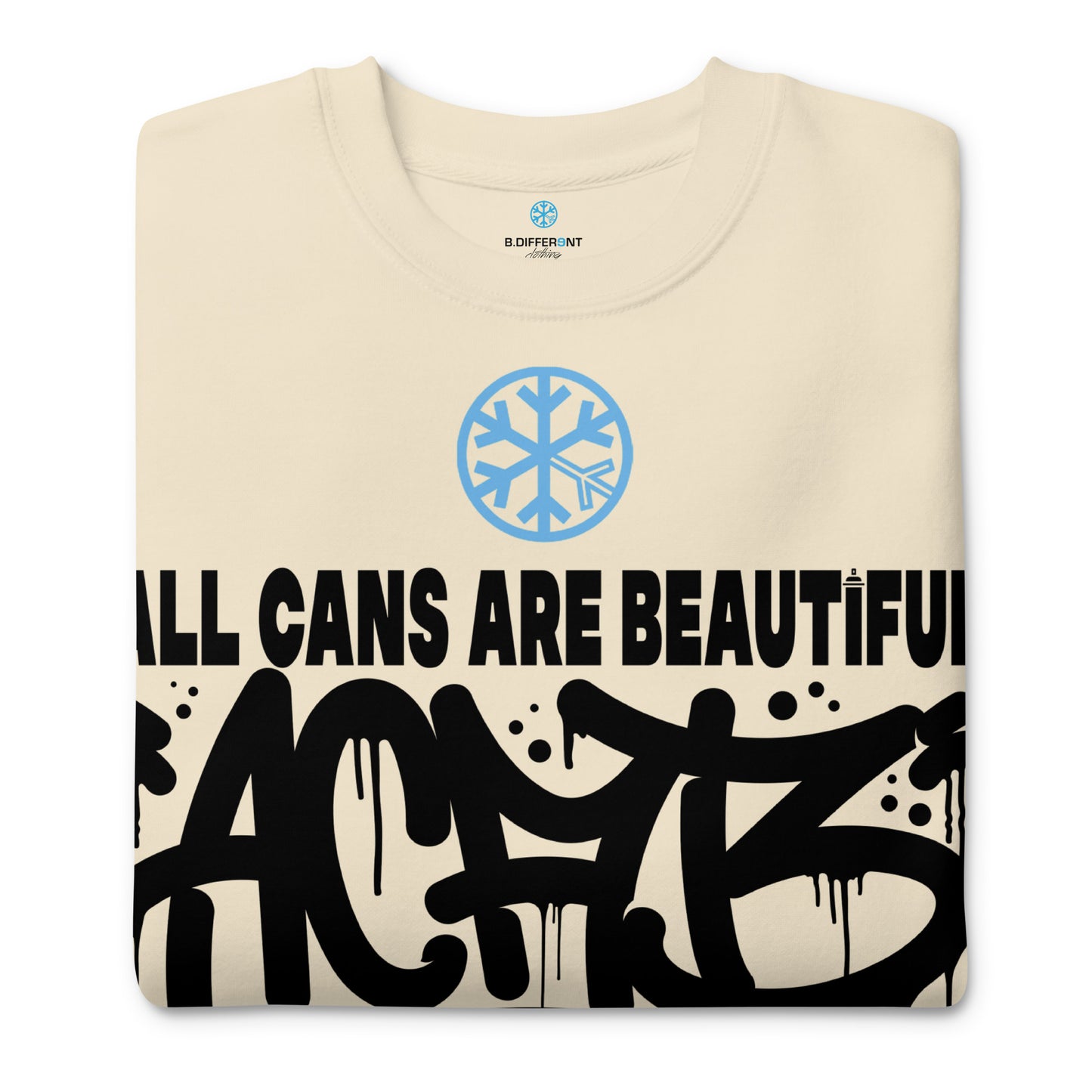 Beige-Acab Graffiti Tag Sweatshirt from B.Different Clothing, folded, graffiti-inspired streetwear