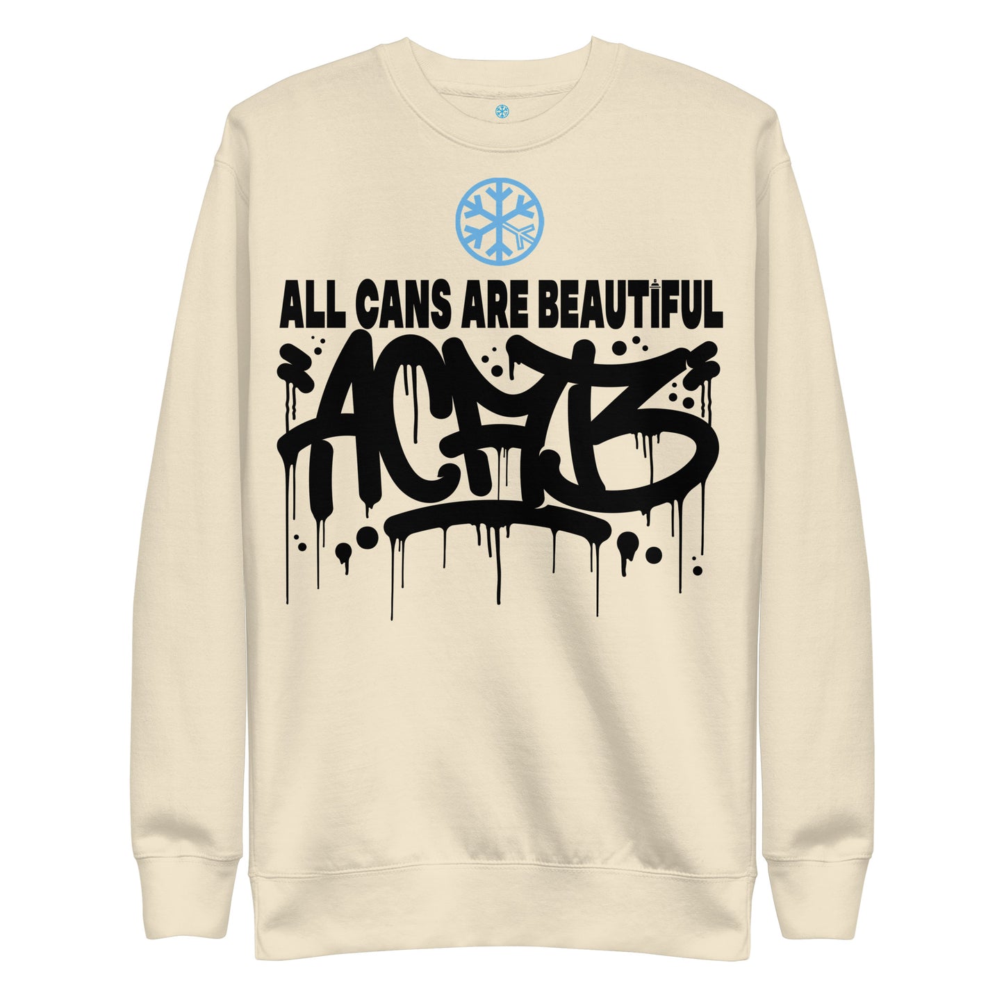 Beige-Acab Graffiti Tag Sweatshirt from B.Different Clothing, front view, graffiti-inspired streetwear