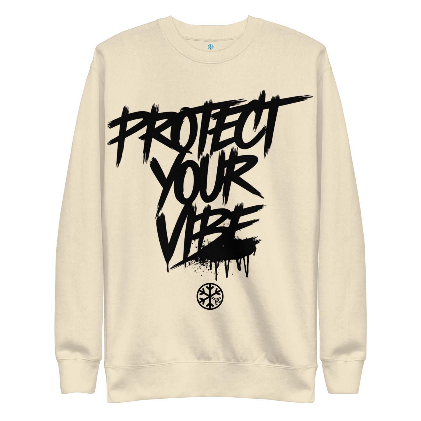 Beige-Protect Your Vibe Graffiti Tag Sweatshirt from B.Different Clothing, front view, graffiti-inspired streetwear