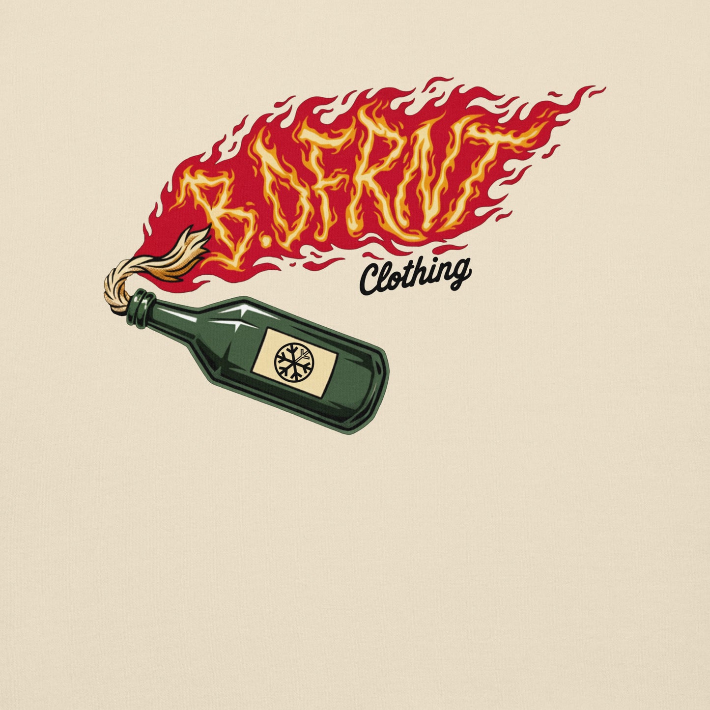 Beige-Molotov Graffiti Sweatshirt from B.Different Clothing, graphic, graffiti-inspired streetwear