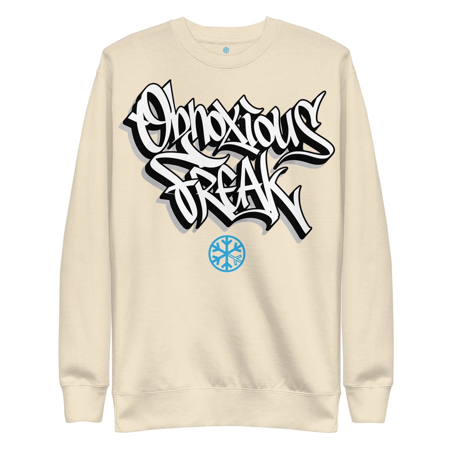 Beige-Obnoxious Freak Graffiti Sweatshirt from B.Different Clothing, front view, graffiti-inspired streetwear