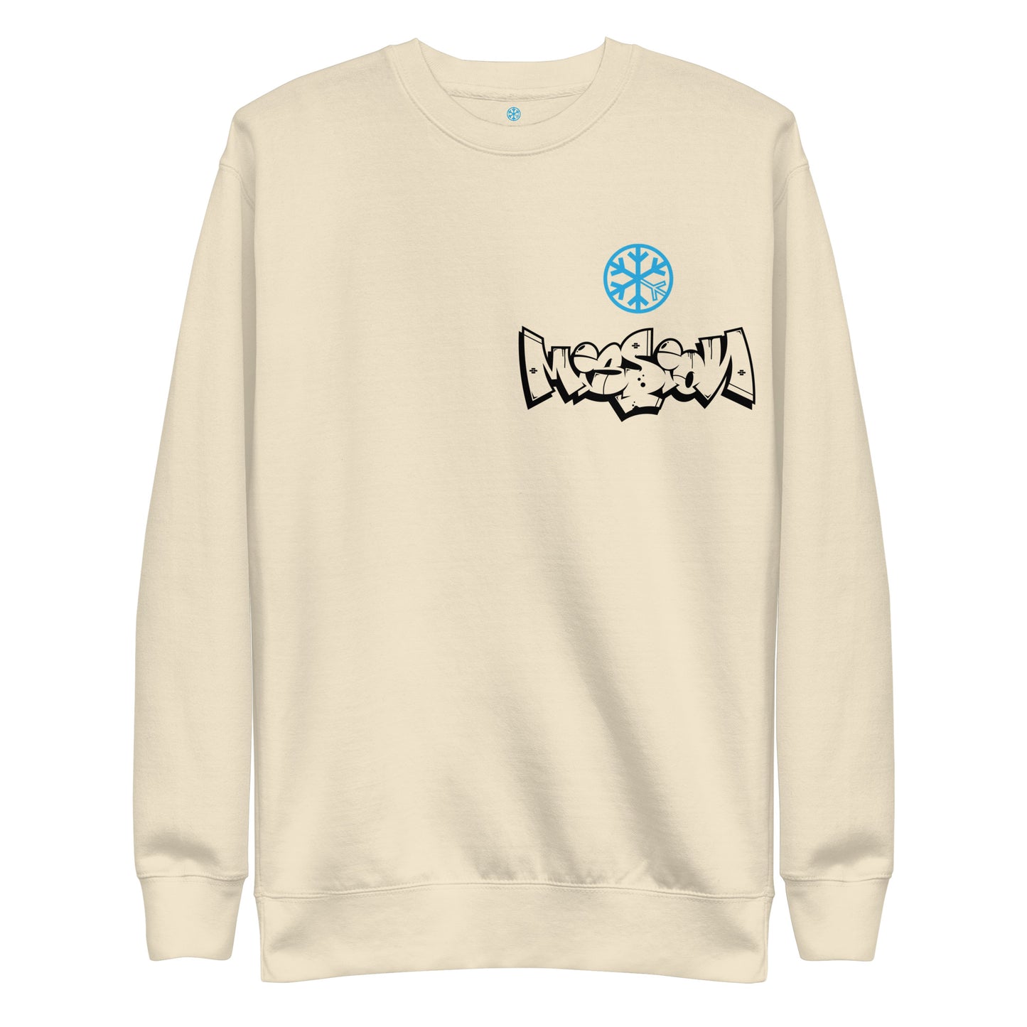 Beige-Mission Graffiti Character Sweatshirt from B.Different Clothing, front view, graffiti-inspired streetwear