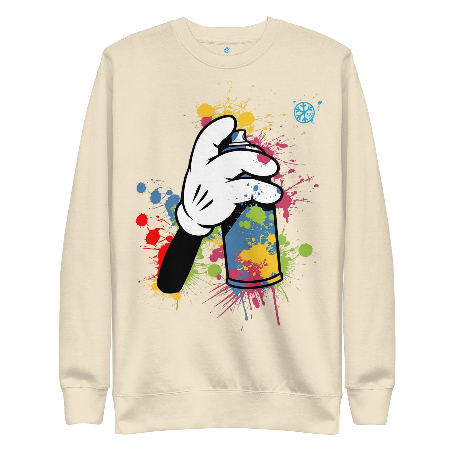 Beige-Hand Spray Can Graffiti Sweatshirt from B.Different Clothing, front view, graffiti-inspired streetwear