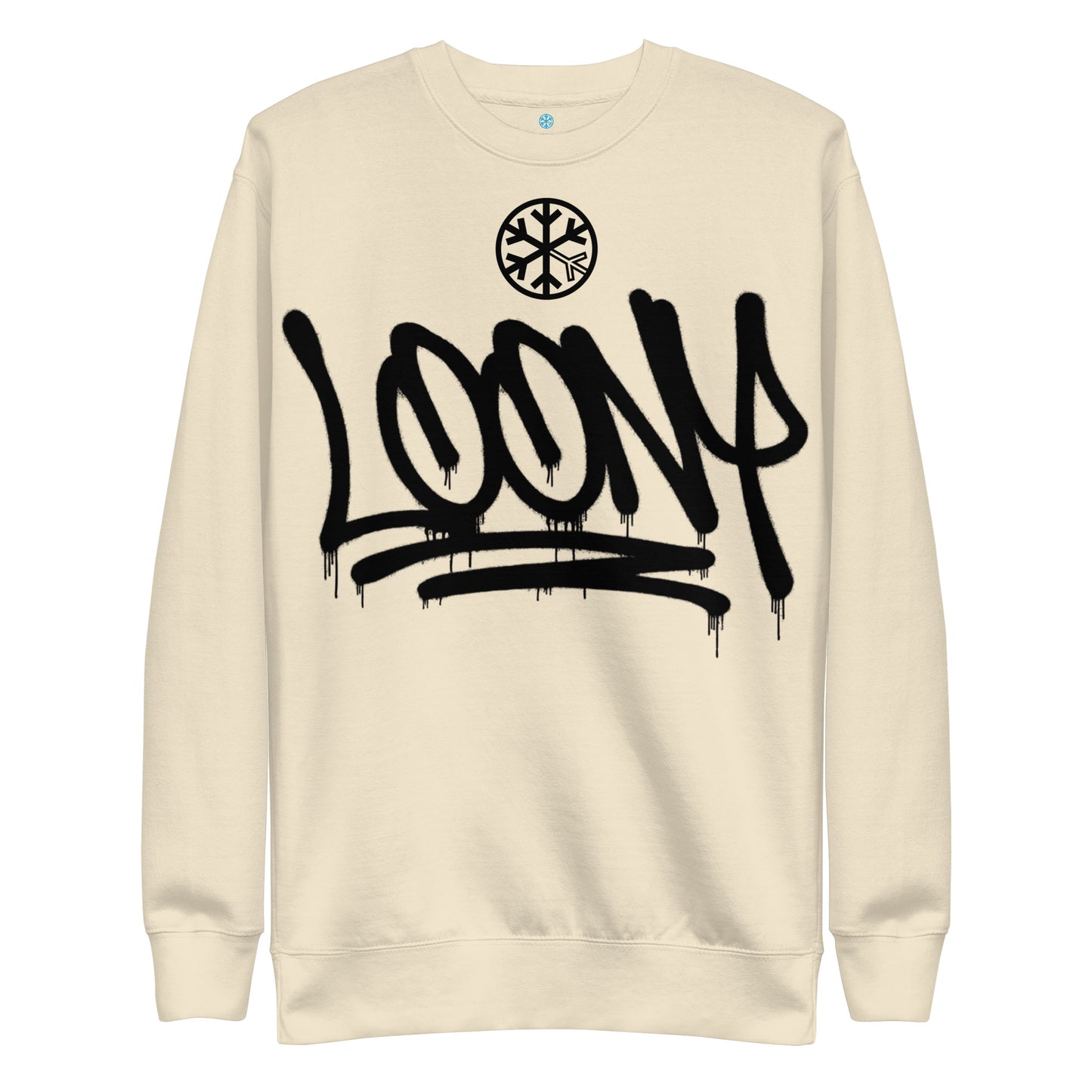 Beige-Loony Graffiti Tag Sweatshirt from B.Different Clothing, front view, graffiti-inspired streetwear