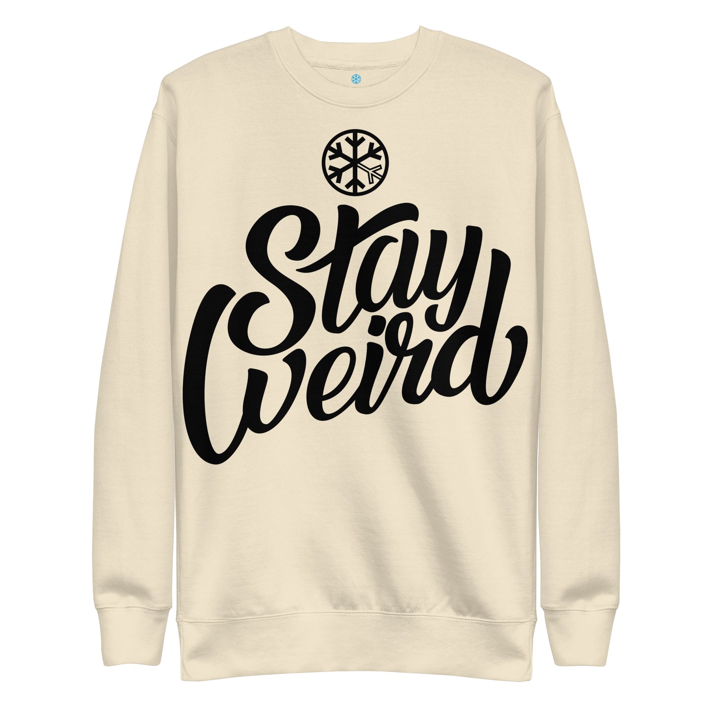 Beige-Stay Weird Sweatshirt from B.Different Clothing, front view, graffiti-inspired streetwear