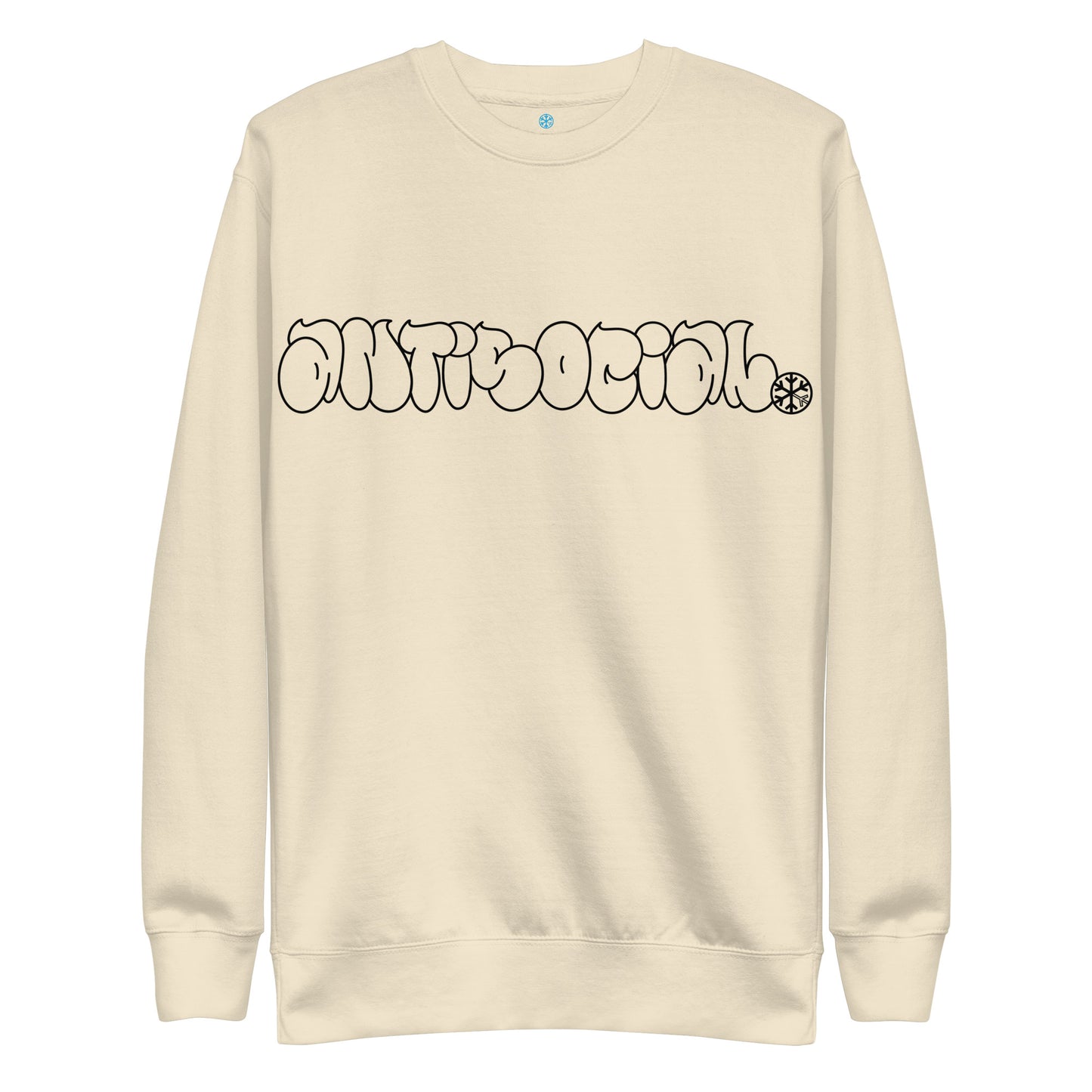 Beige-Antisocial Graffiti Hollow Sweatshirt from B.Different Clothing, front view, graffiti-inspired streetwear