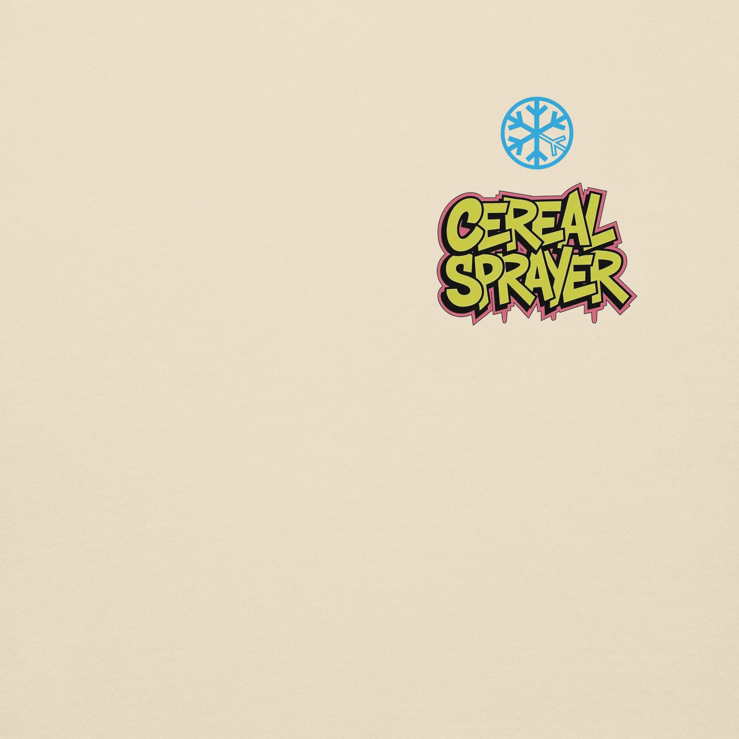 Beige-Cereal Sprayer Graffiti Sweatshirt from B.Different Clothing, front graphic, graffiti-inspired streetwear