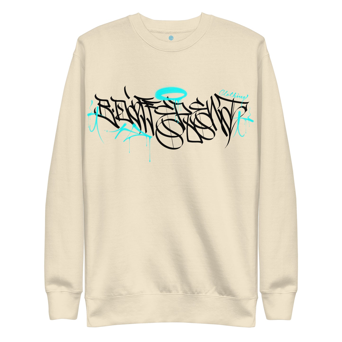 Beige-Caos One Collab Graffiti Sweatshirt from B.Different Clothing, front view, graffiti-inspired streetwear