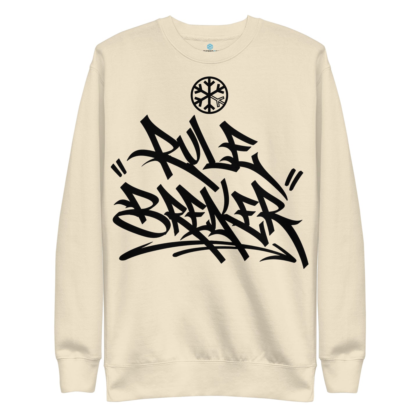 Bone-Rule Breaker Graffiti Tag Sweatshirt from B.Different Clothing, front view, graffiti-inspired streetwear
