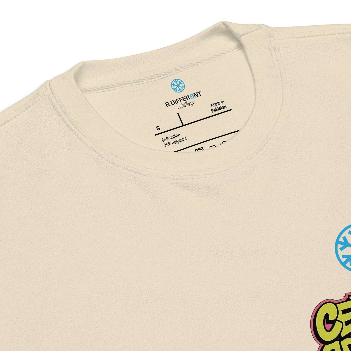 collar of Cereal Sprayer Graffiti sweatshirt beige B.Different Clothing graffiti street art inspired streetwear brand