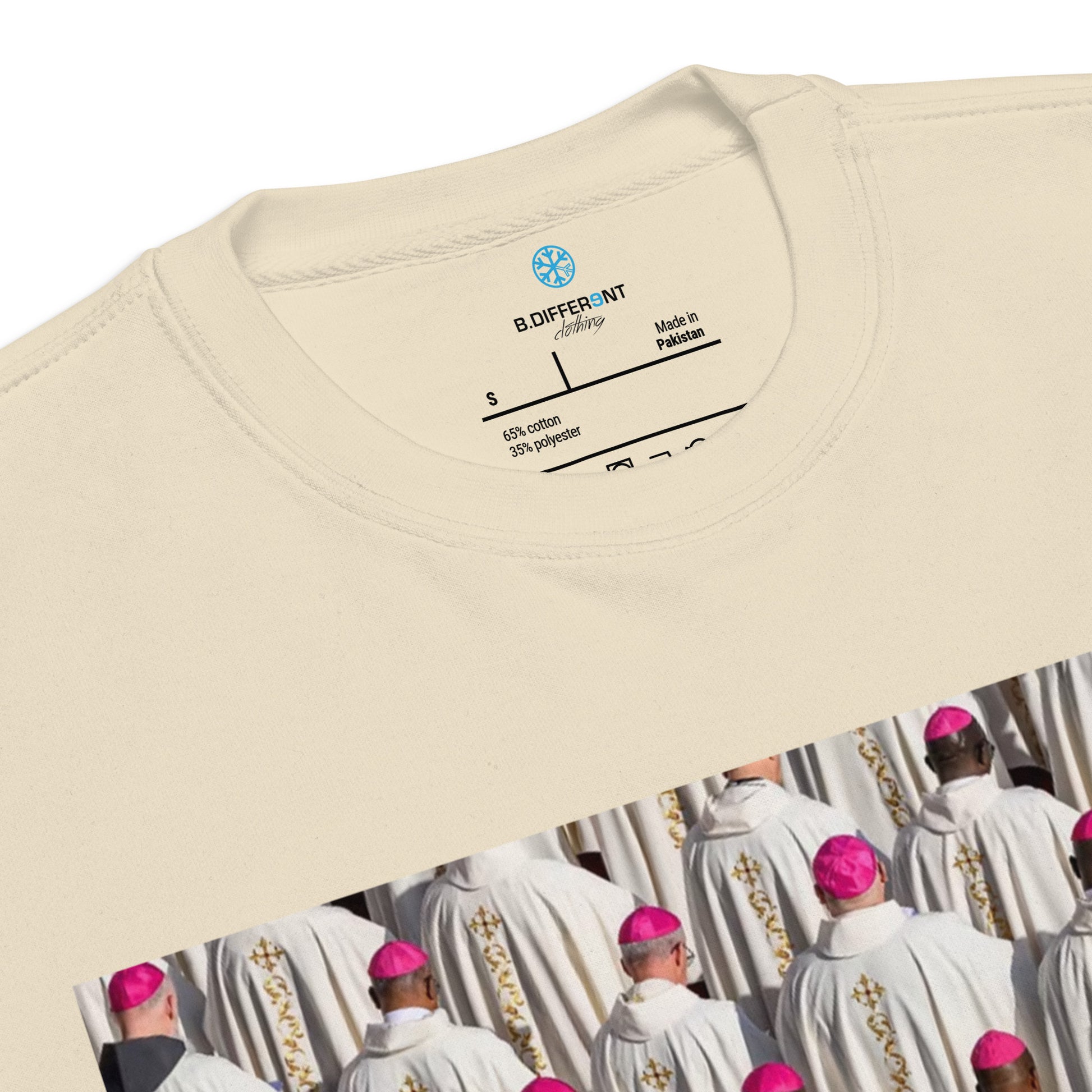 Beige-Vatican Crooks Sweatshirt from B.Different Clothing, collar, graffiti-inspired streetwear