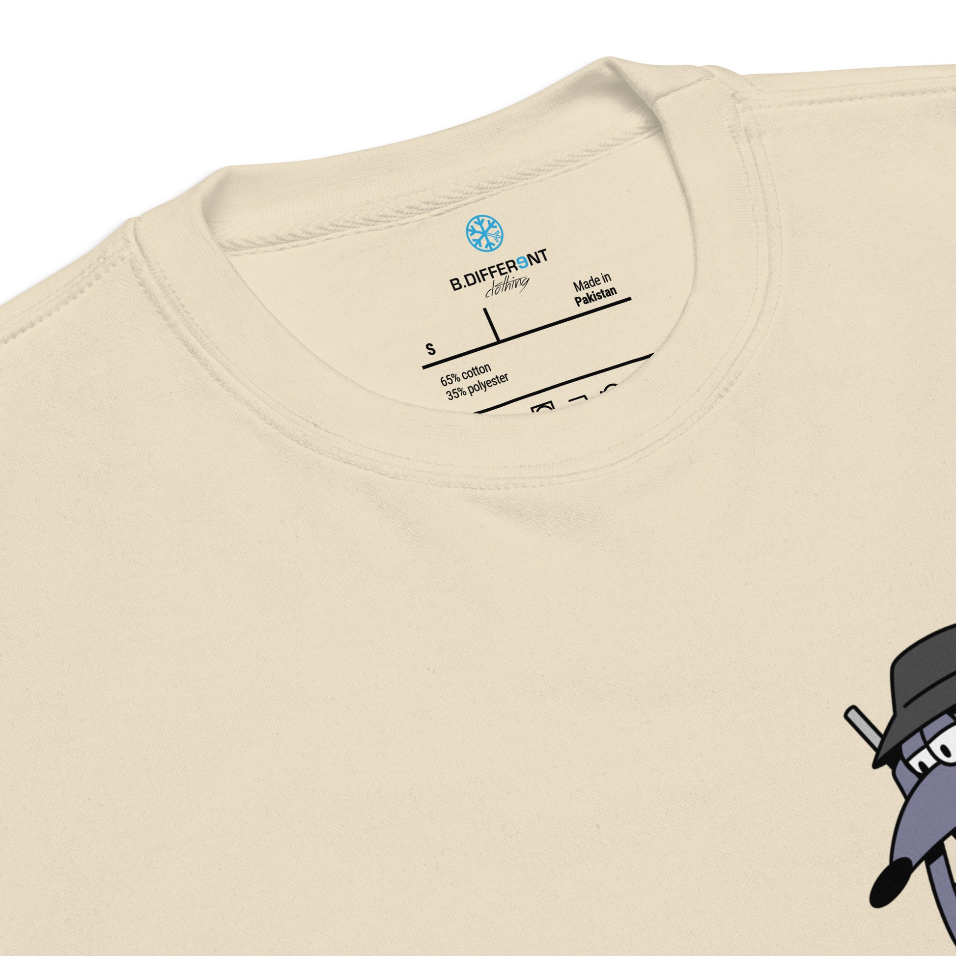 Beige-Bad Boy Graffiti Sweatshirt from B.Different Clothing, collar, graffiti-inspired streetwear