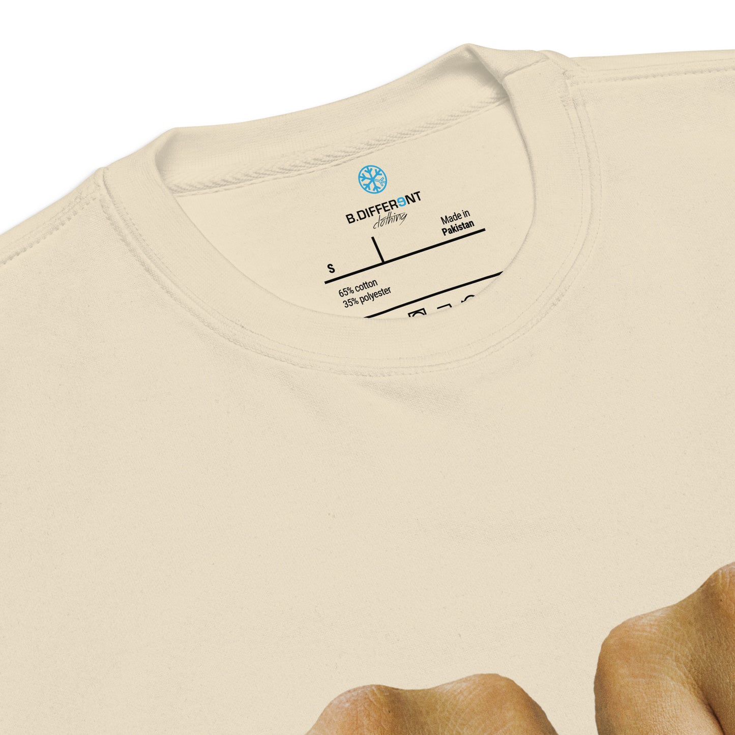 Beige-Outsider Tattoo Sweatshirt from B.Different Clothing, collar, graffiti-inspired streetwear