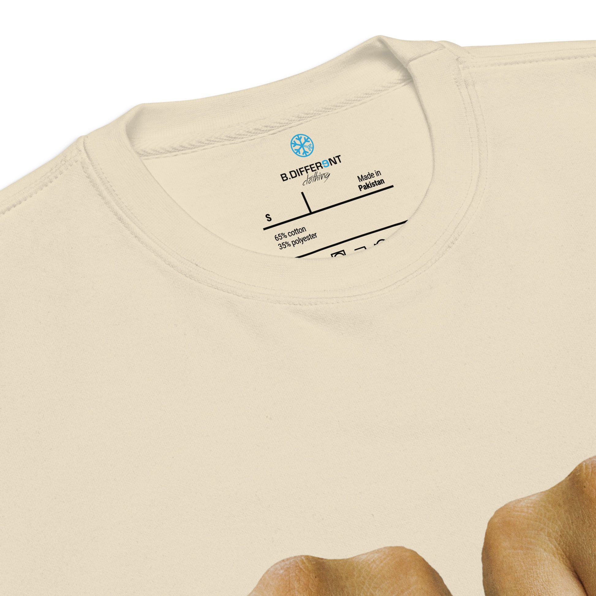 Beige-Outsider Tattoo Sweatshirt from B.Different Clothing, collar, graffiti-inspired streetwear