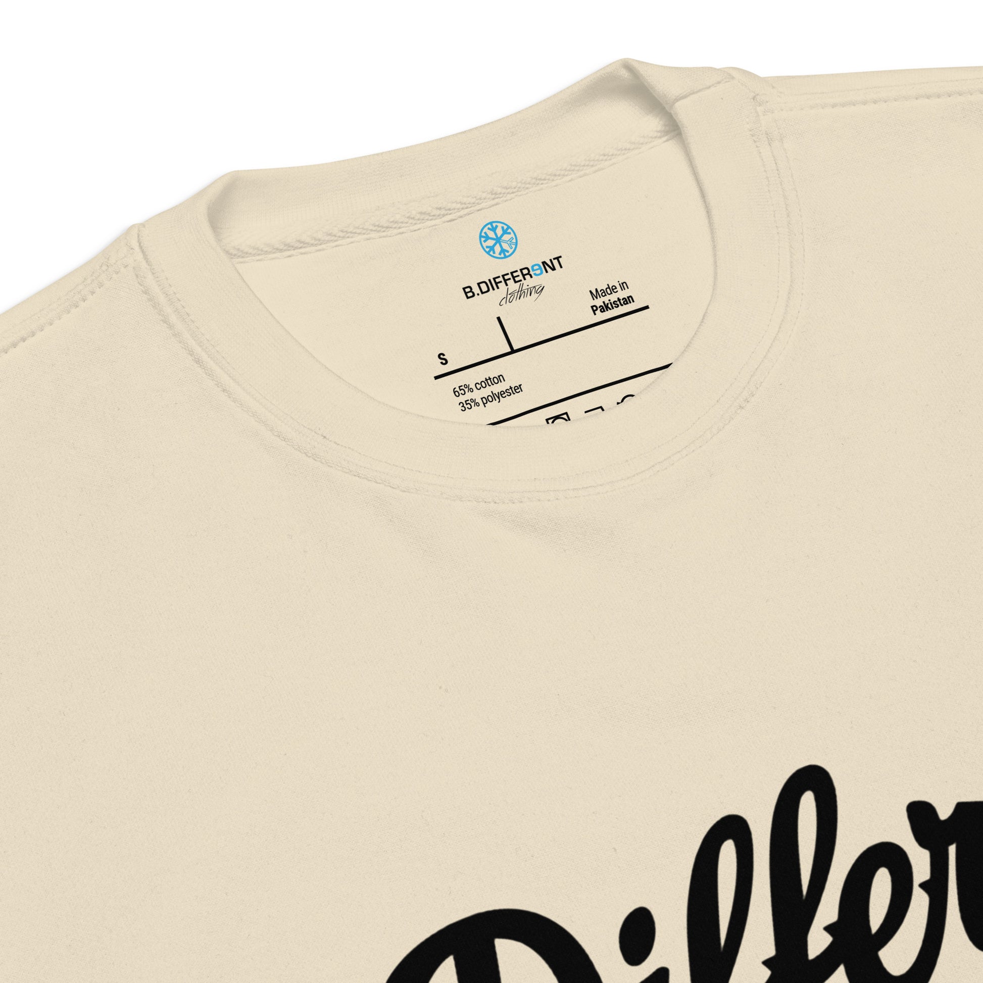 Beige-The League Sweatshirt from B.Different Clothing, collar, graffiti-inspired streetwear