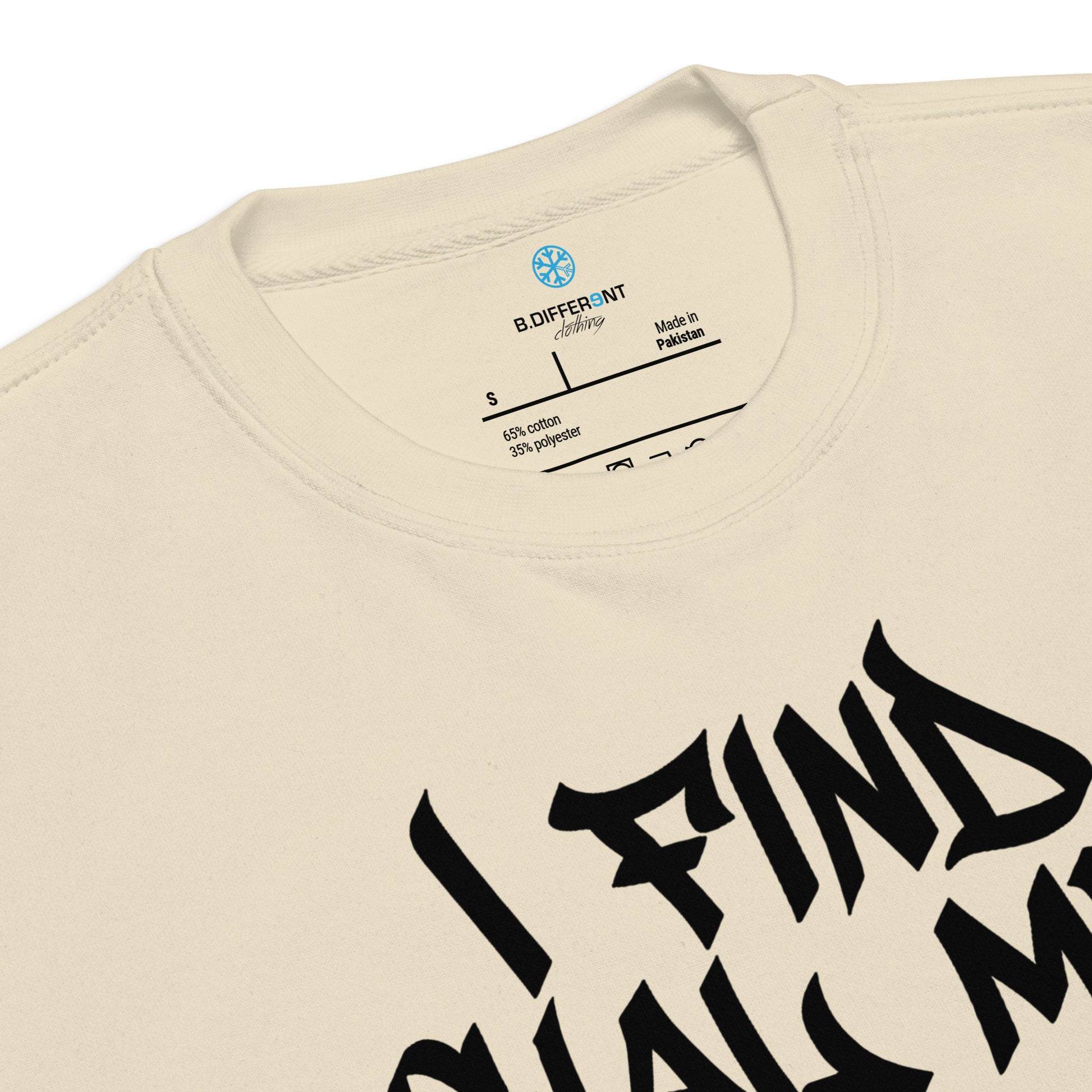 Beige-Social Media Graffiti Tag Sweatshirt from B.Different Clothing, collar, graffiti-inspired streetwear