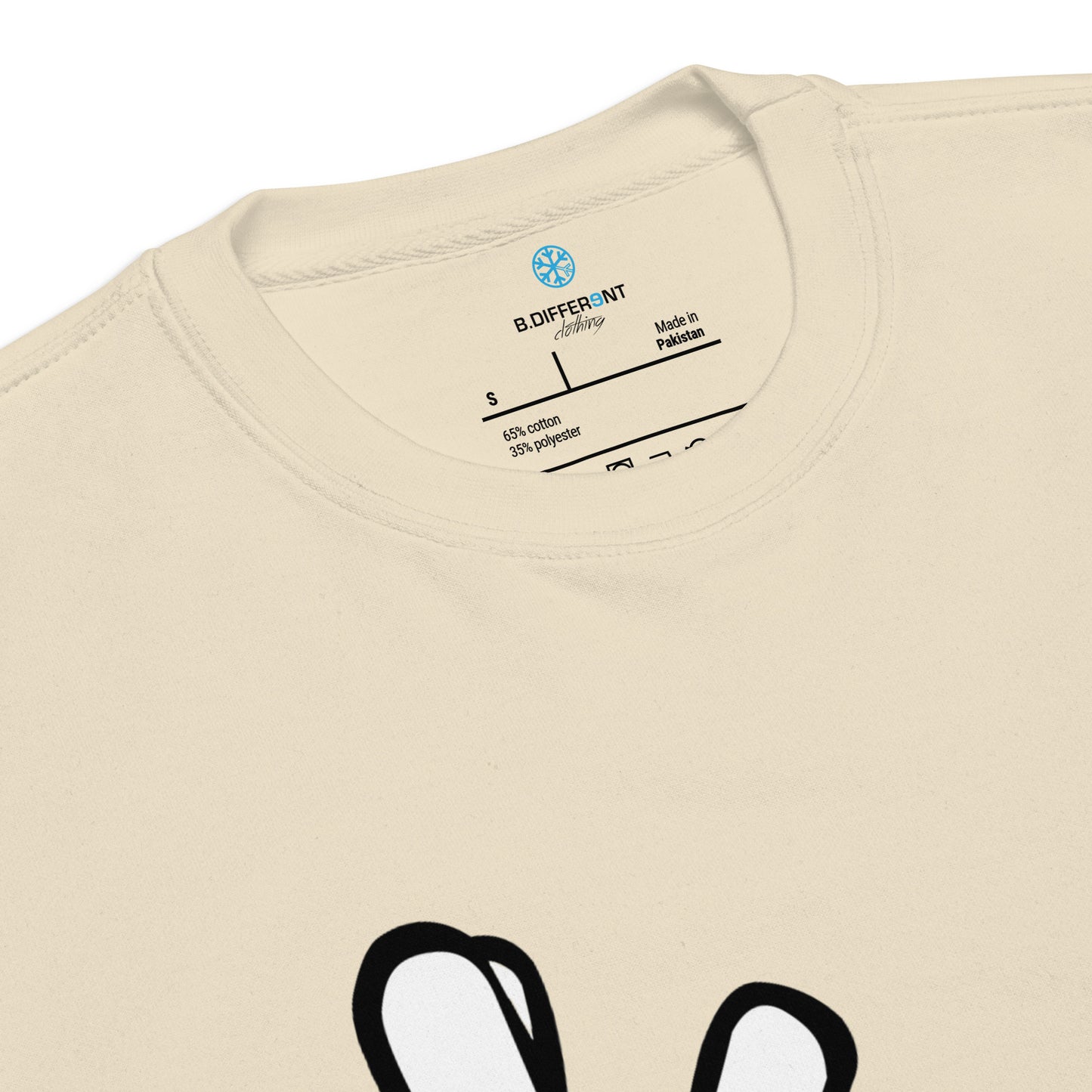 Beige-Weirdo Hand Sign Sweatshirt from B.Different Clothing, collar, graffiti-inspired streetwear