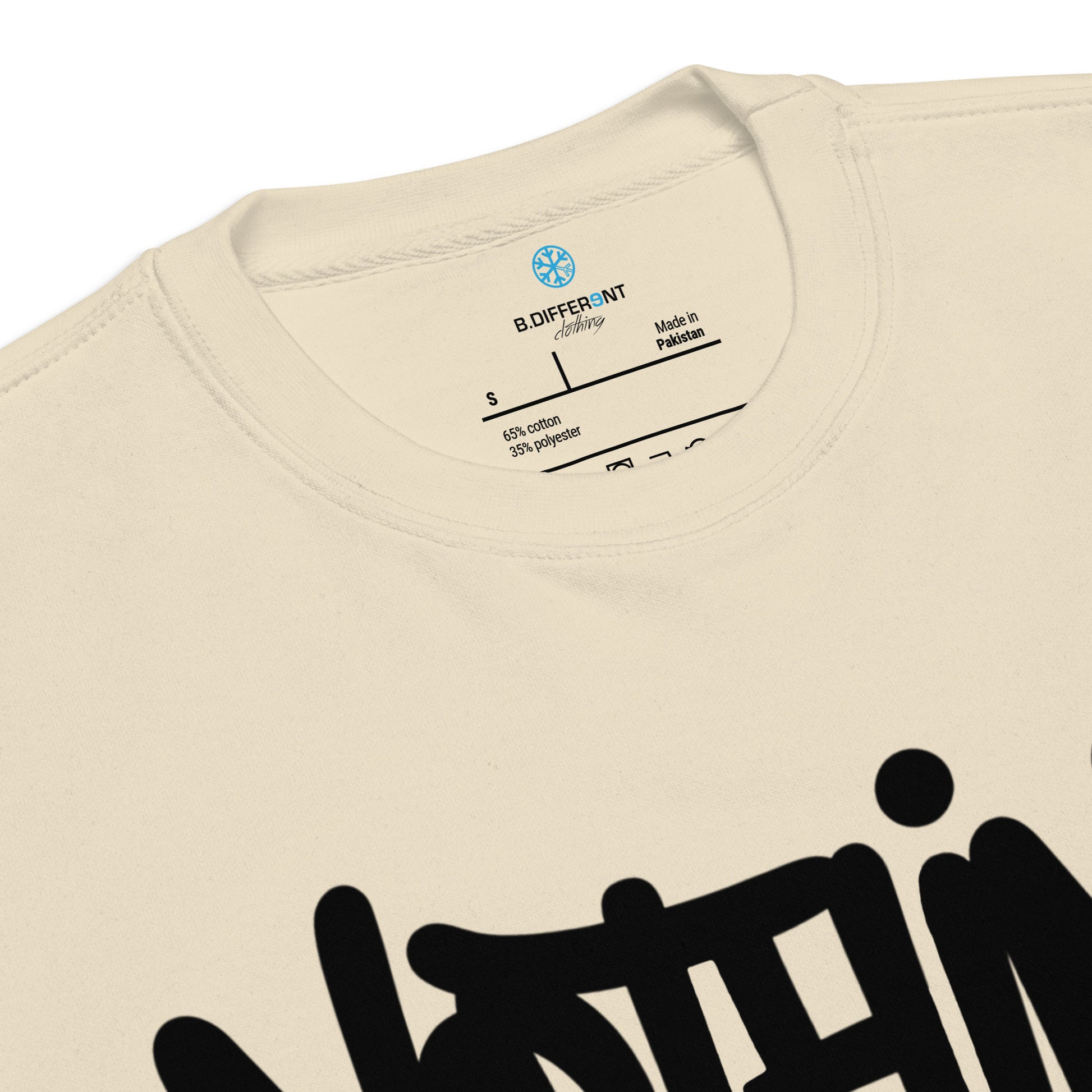 Beige-Nothing 2 Obey Graffiti Sweatshirt from B.Different Clothing, collar, graffiti-inspired streetwear