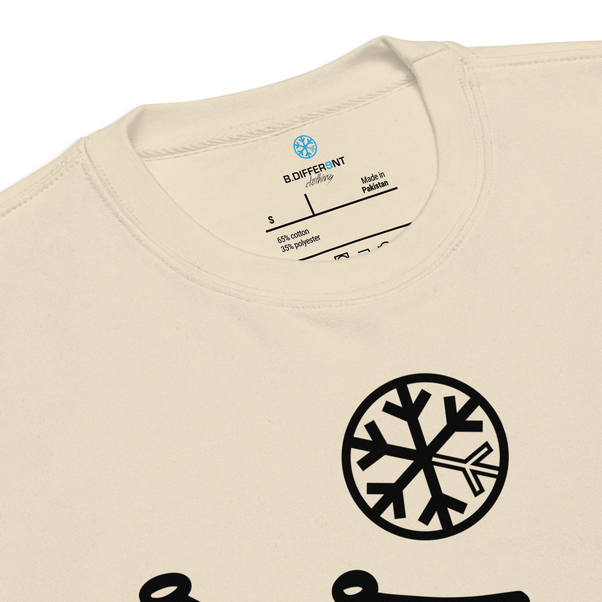 Beige-Misfit Graffiti Tag Sweatshirt from B.Different Clothing, collar, graffiti-inspired streetwear