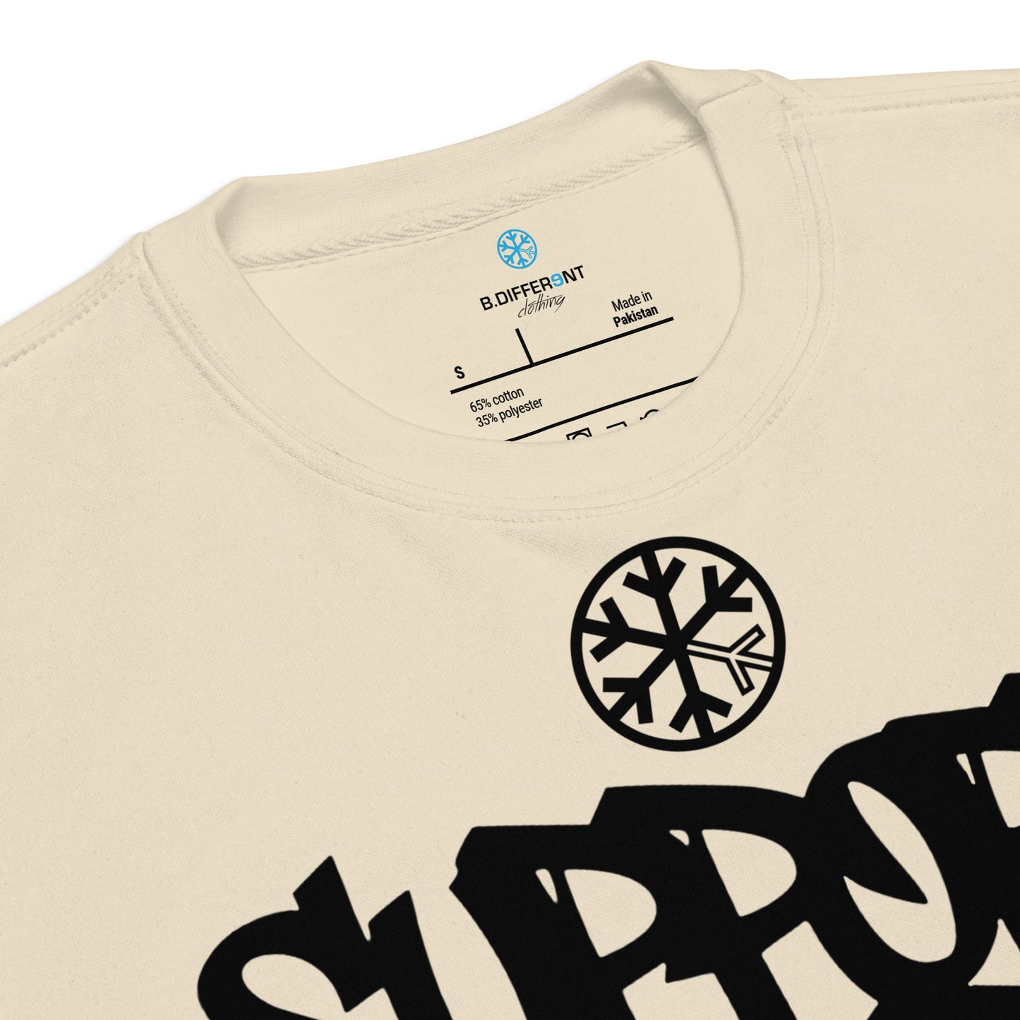 Beige-Support Your Local Graffiti Artists Sweatshirt from B.Different Clothing, collar, graffiti-inspired streetwear