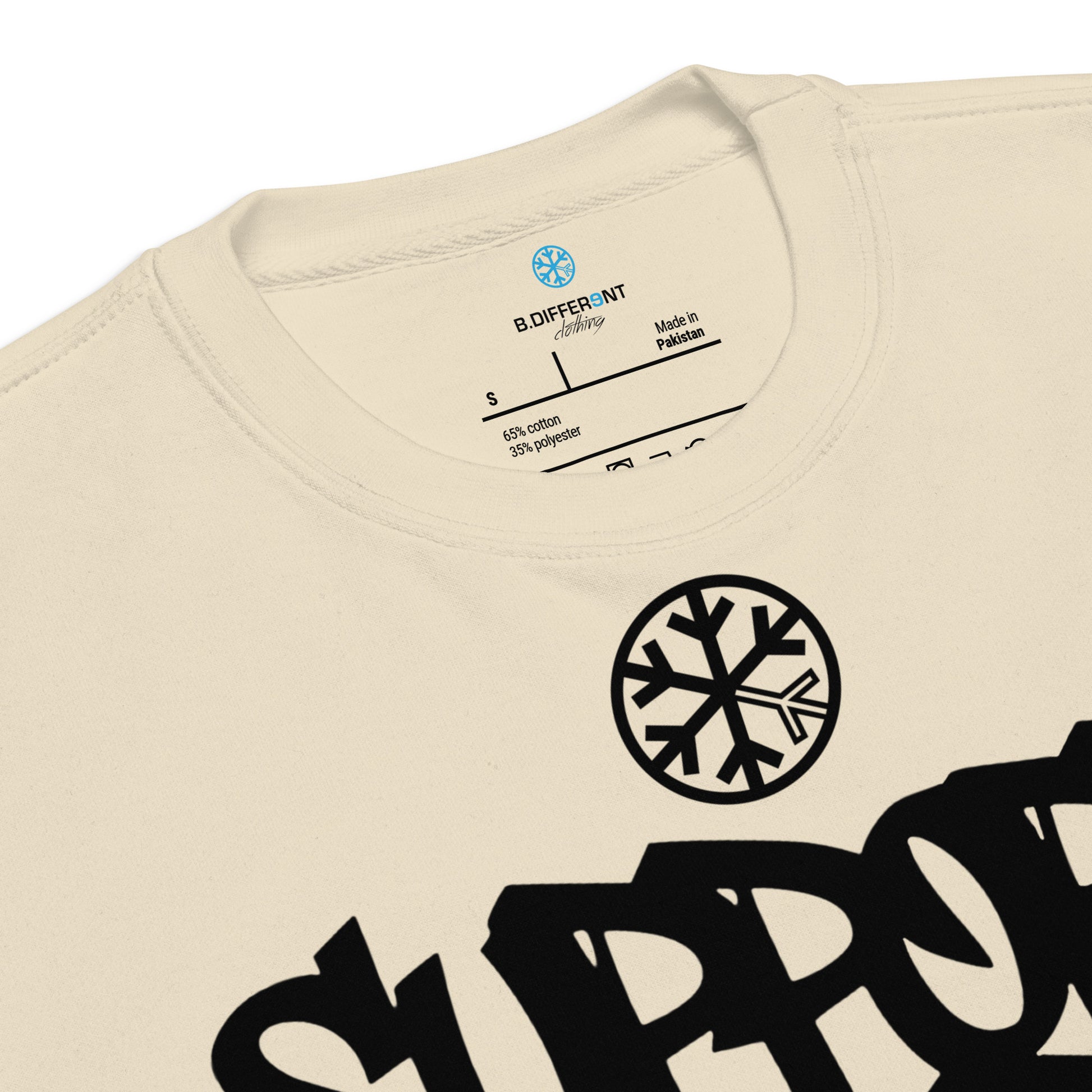 Beige-Support Your Local Graffiti Artists Sweatshirt from B.Different Clothing, collar, graffiti-inspired streetwear