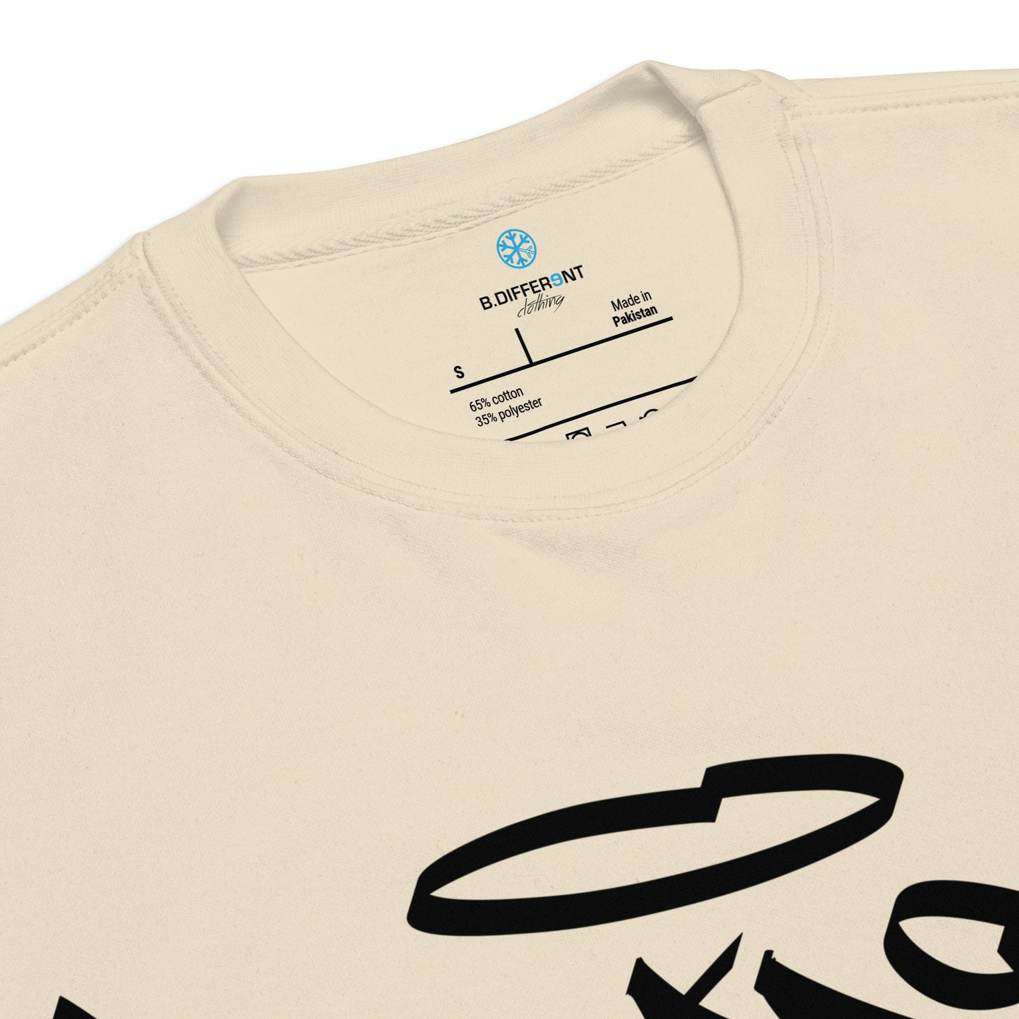 Beige-Weirdo Tag Graffiti Sweatshirt from B.Different Clothing, collar, graffiti-inspired streetwear