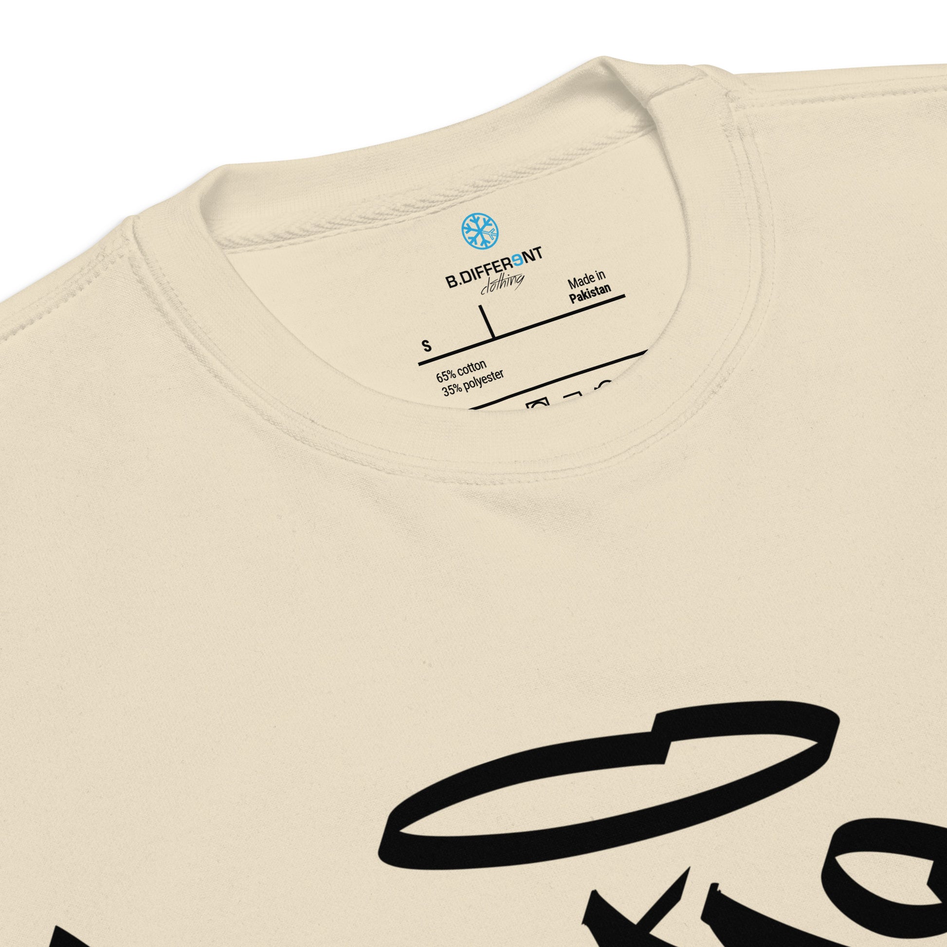 Beige-Weirdo Tag Graffiti Sweatshirt from B.Different Clothing, collar, graffiti-inspired streetwear
