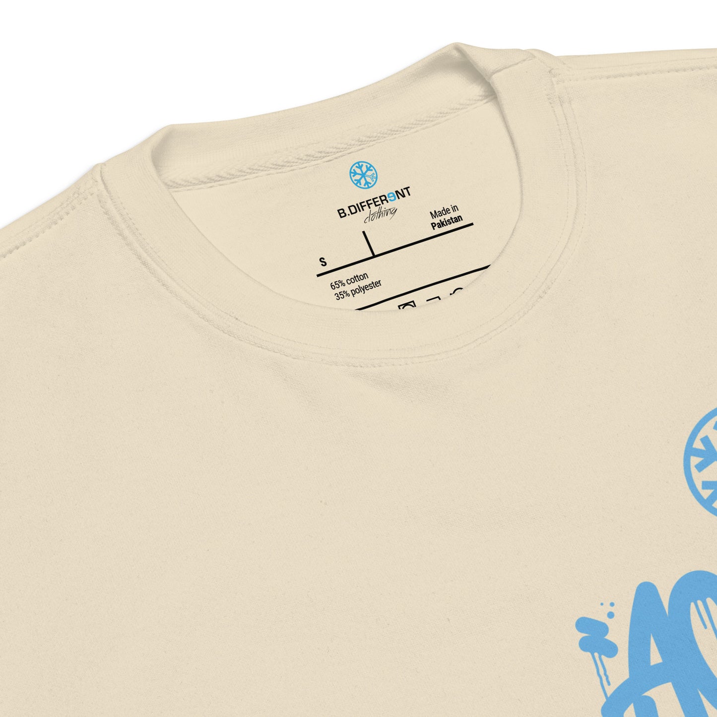 Beige-ACAB Graffiti Character Sweatshirt from B.Different Clothing, collar, graffiti-inspired streetwear