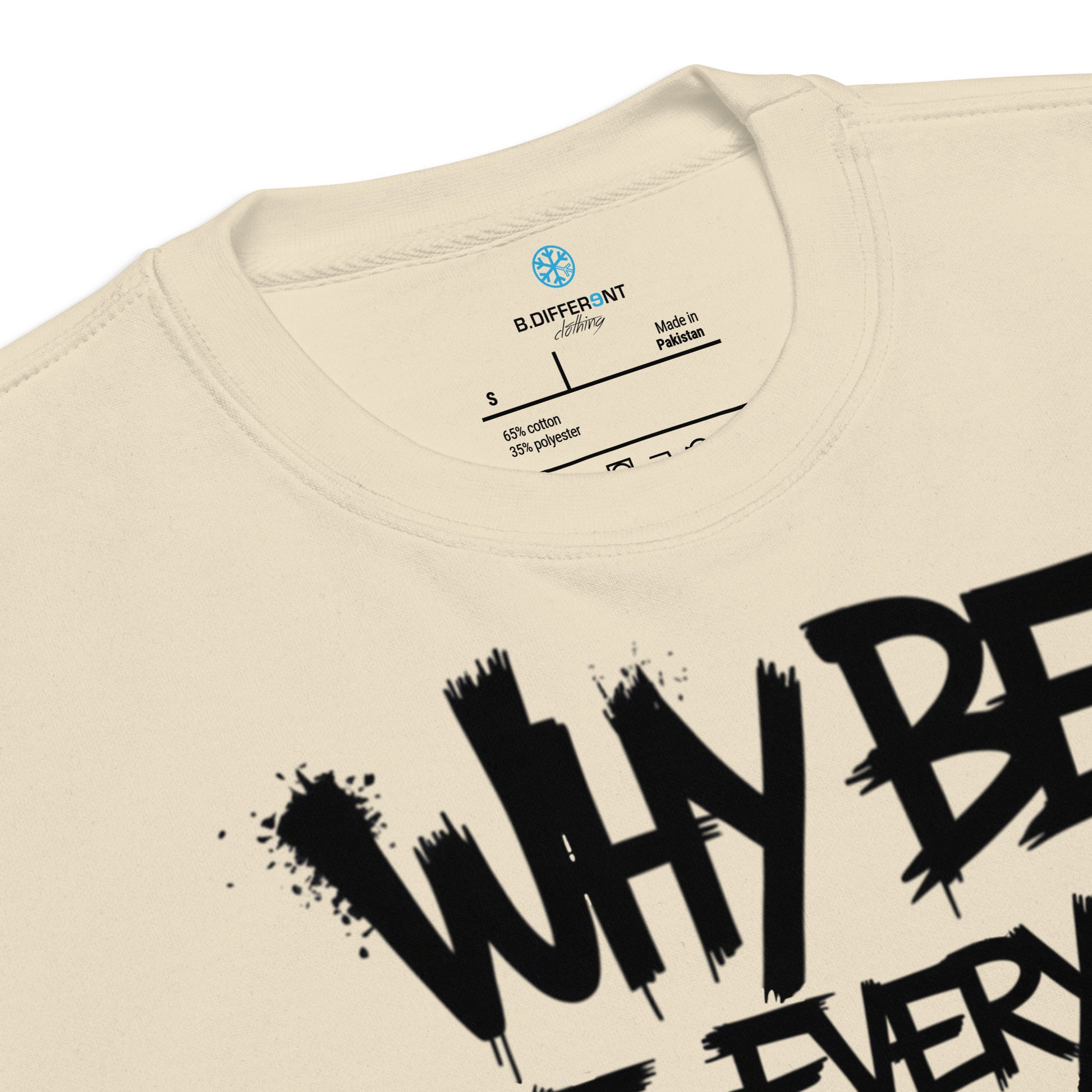 Beige-Chaos They Fear Graffiti Tag Sweatshirt from B.Different Clothing, collar, graffiti-inspired streetwear