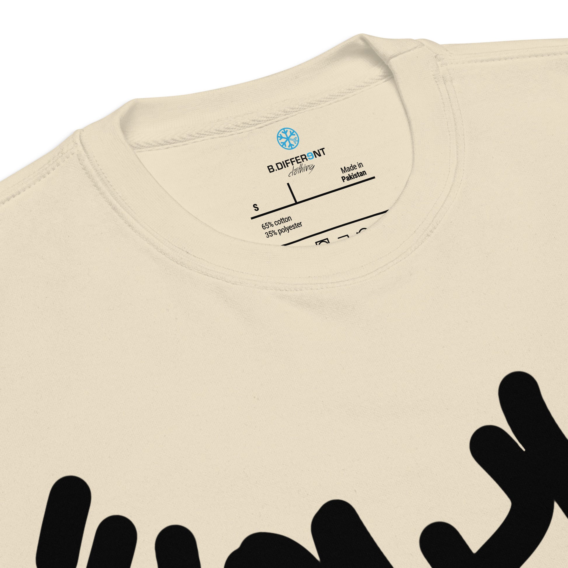 Beige-Loner Graffiti Tag Sweatshirt from B.Different Clothing, collar, graffiti-inspired streetwear