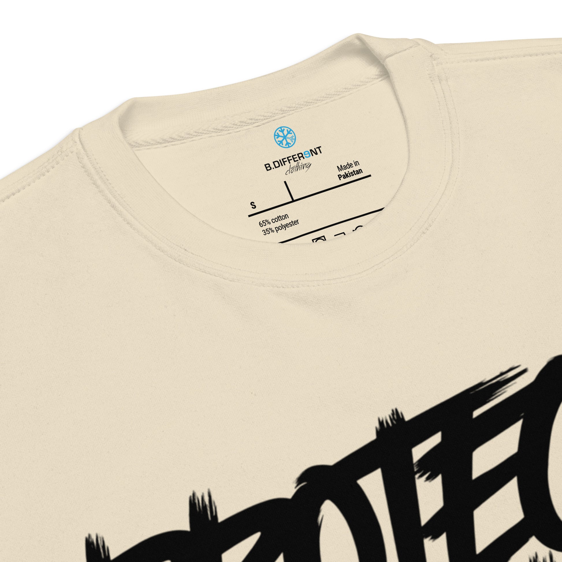 Beige-Protect Your Vibe Graffiti Tag Sweatshirt from B.Different Clothing, collar, graffiti-inspired streetwear