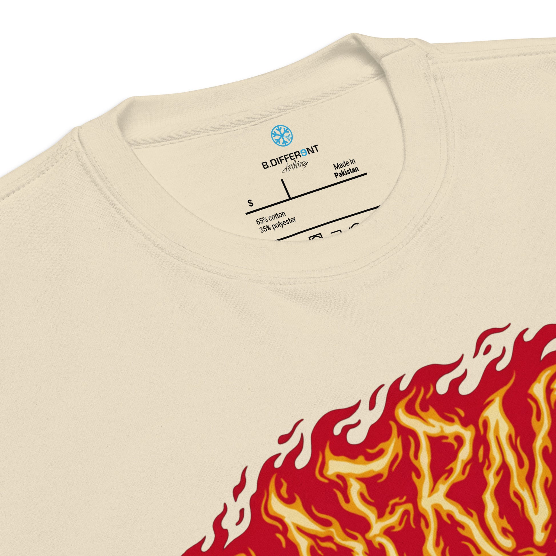 Beige-Molotov Graffiti Sweatshirt from B.Different Clothing, collar, graffiti-inspired streetwear