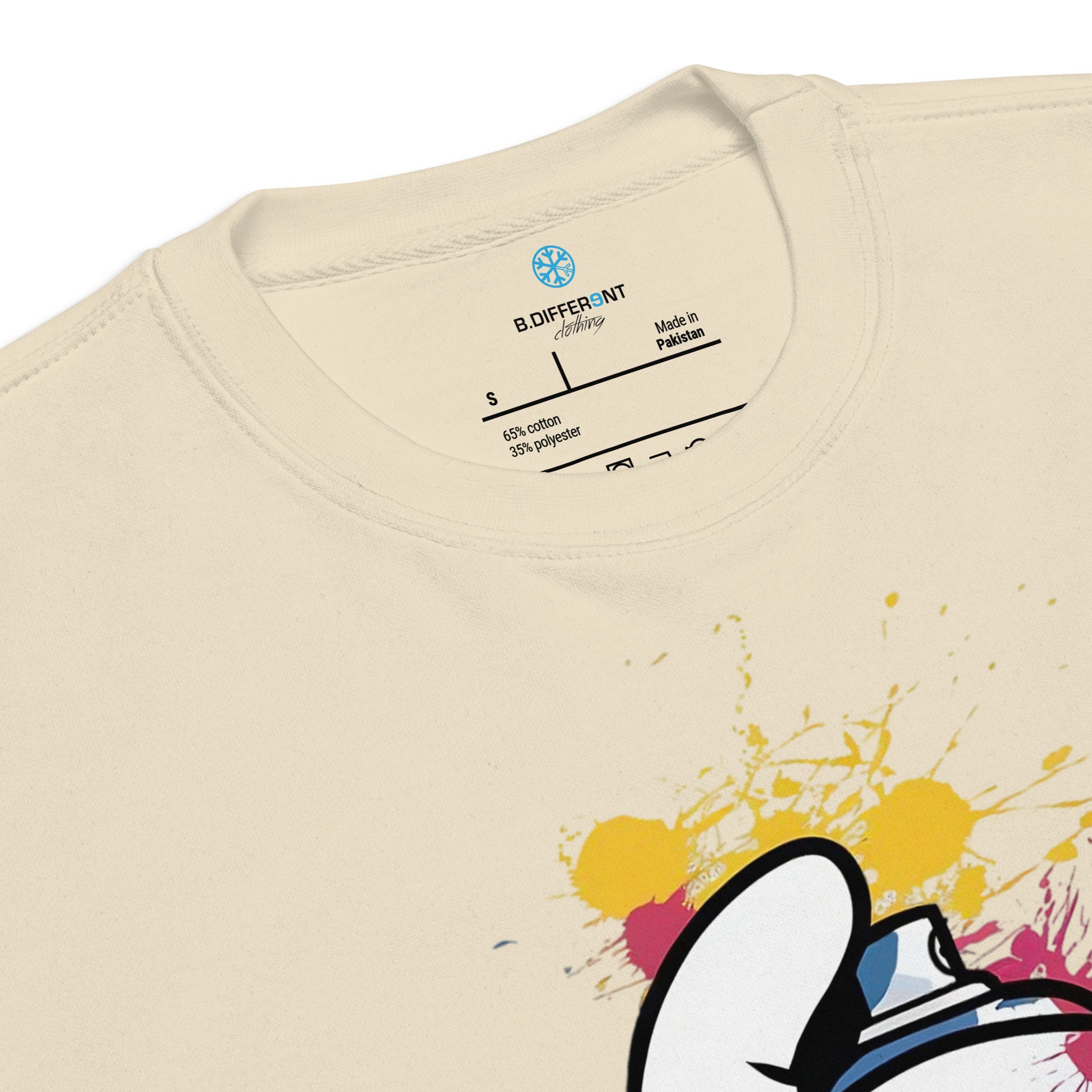 Beige-Hand Spray Can Graffiti Sweatshirt from B.Different Clothing, collar, graffiti-inspired streetwear