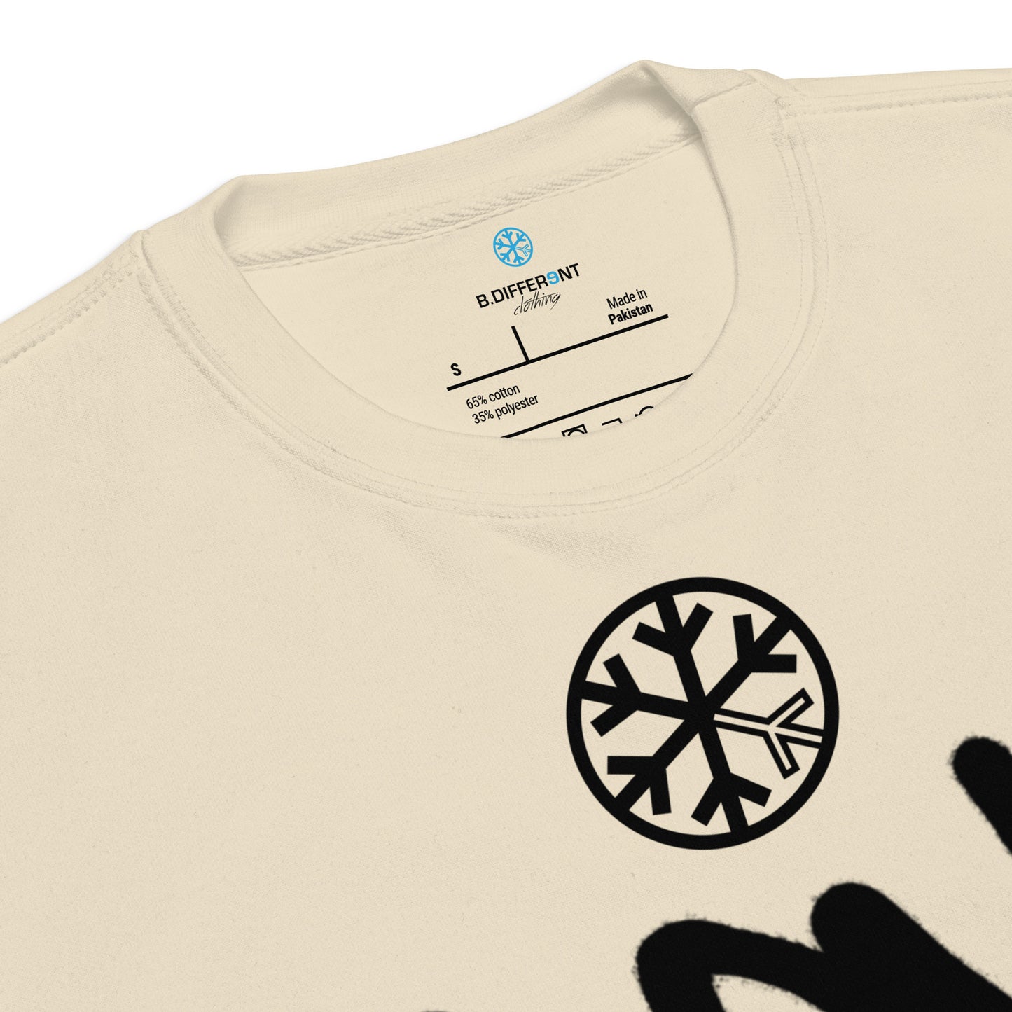 Beige-Loony Graffiti Tag Sweatshirt from B.Different Clothing, collar, graffiti-inspired streetwear