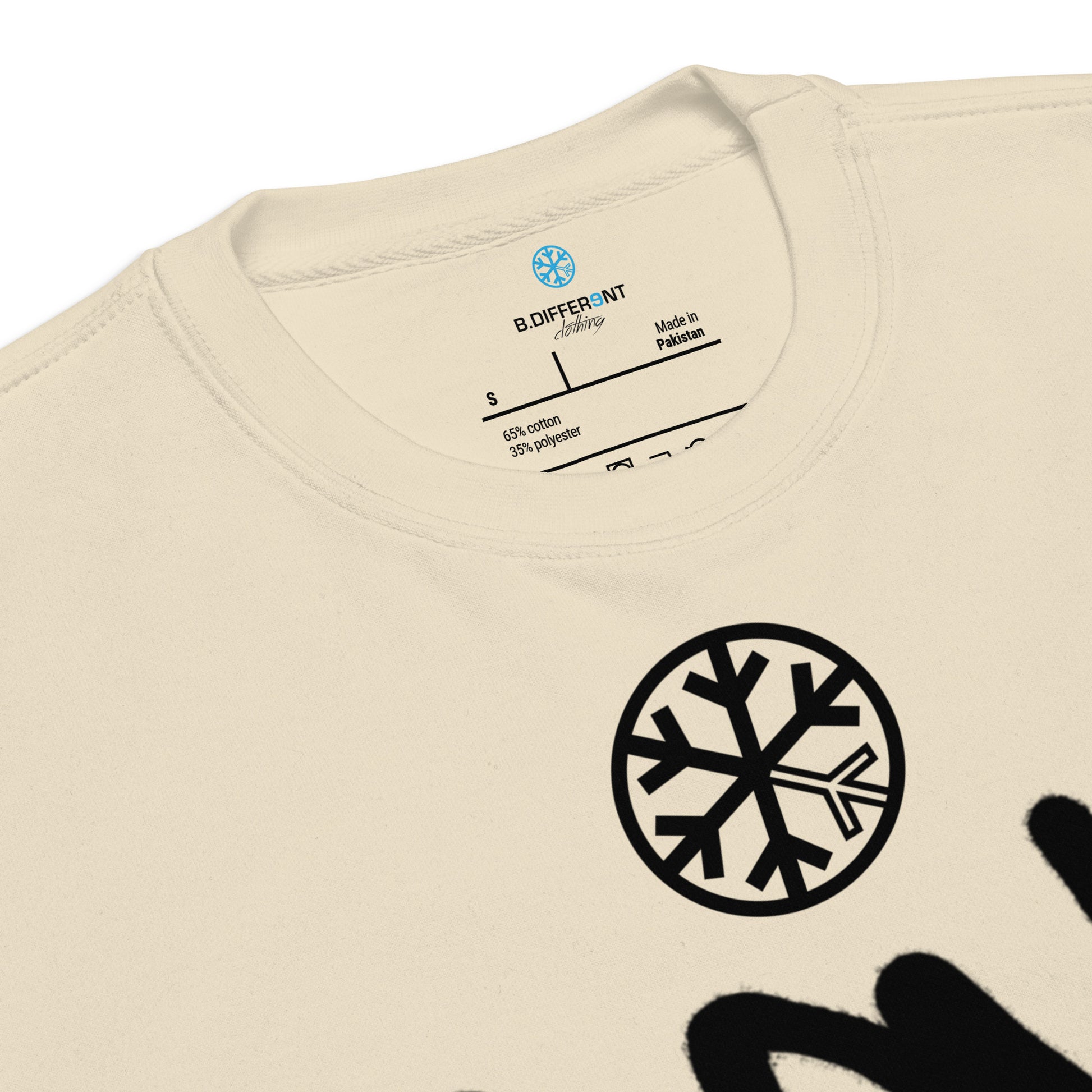 Beige-Loony Graffiti Tag Sweatshirt from B.Different Clothing, collar, graffiti-inspired streetwear