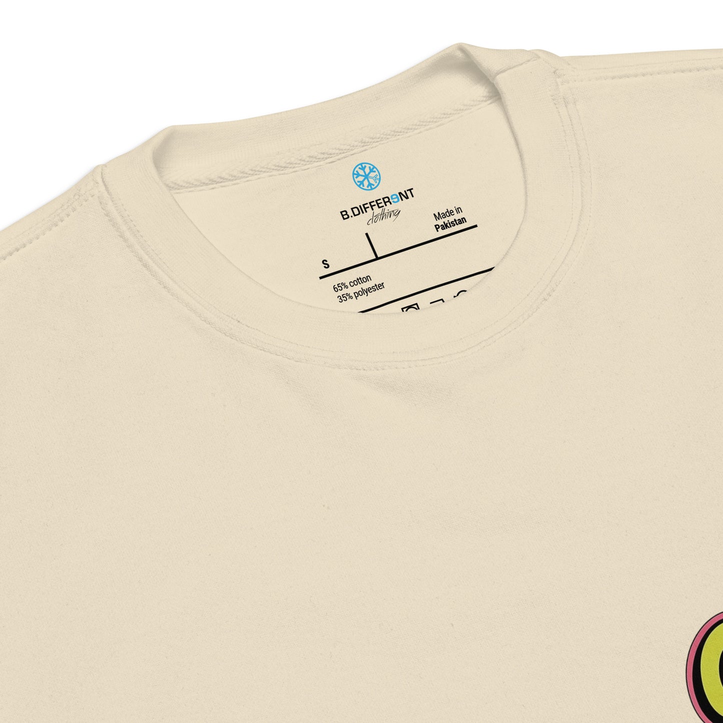 Beige-Cereal Sprayer Graffiti Sweatshirt from B.Different Clothing, collar, graffiti-inspired streetwear