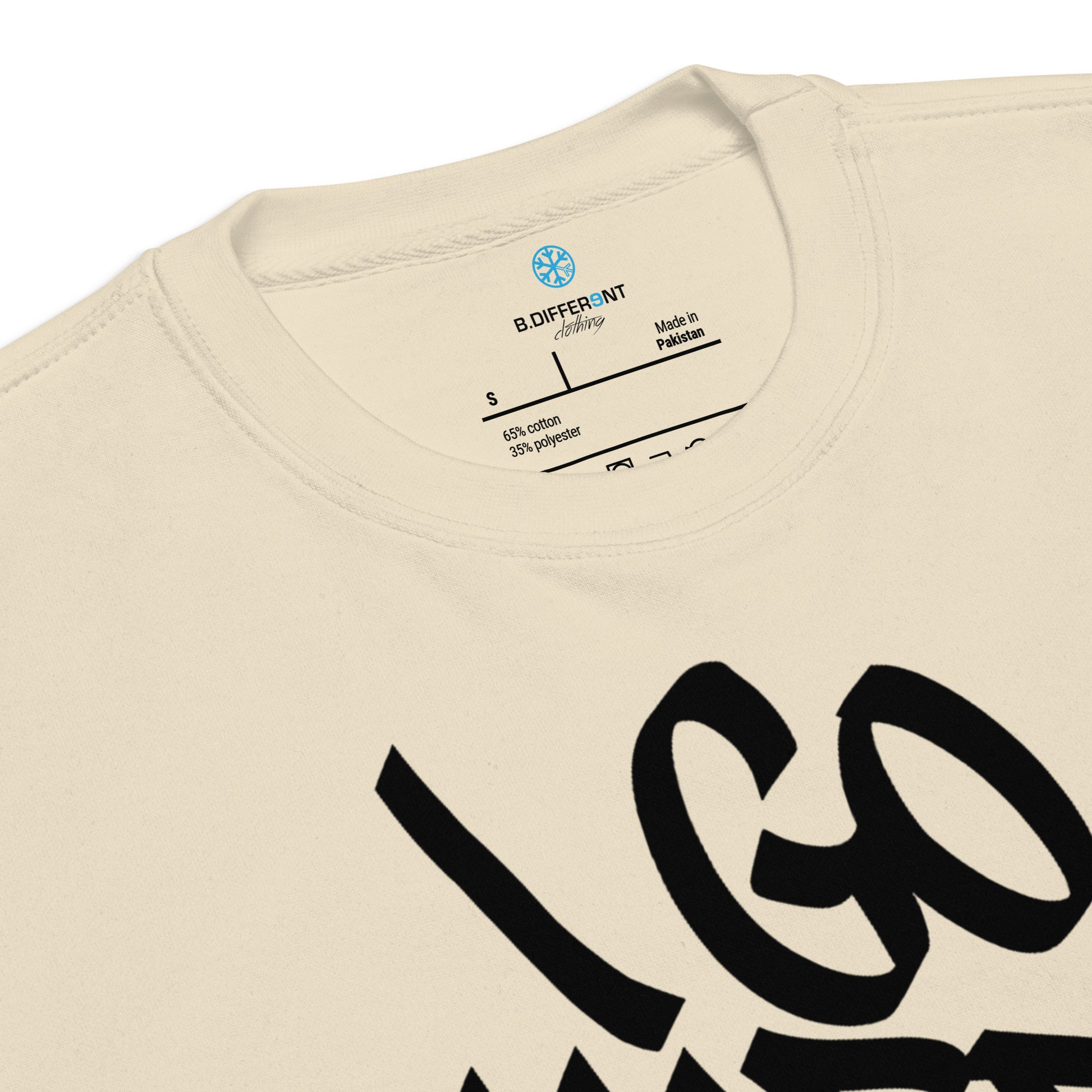 Beige-I Go Hard With My Paint Graffiti Sweatshirt from B.Different Clothing, collar, graffiti-inspired streetwear