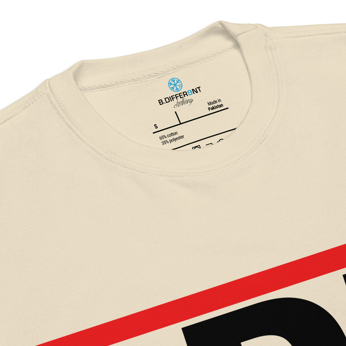 Bone-BDFRNT OG Logo Sweatshirt from B.Different Clothing, collar, graffiti-inspired streetwear