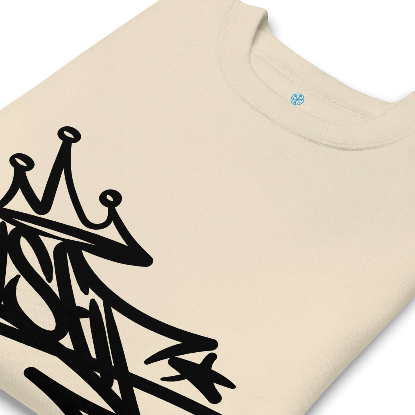 detail of Misfit Graffiti Tag Sweatshirt beige B.Different Clothing graffiti street art inspired streetwear brand