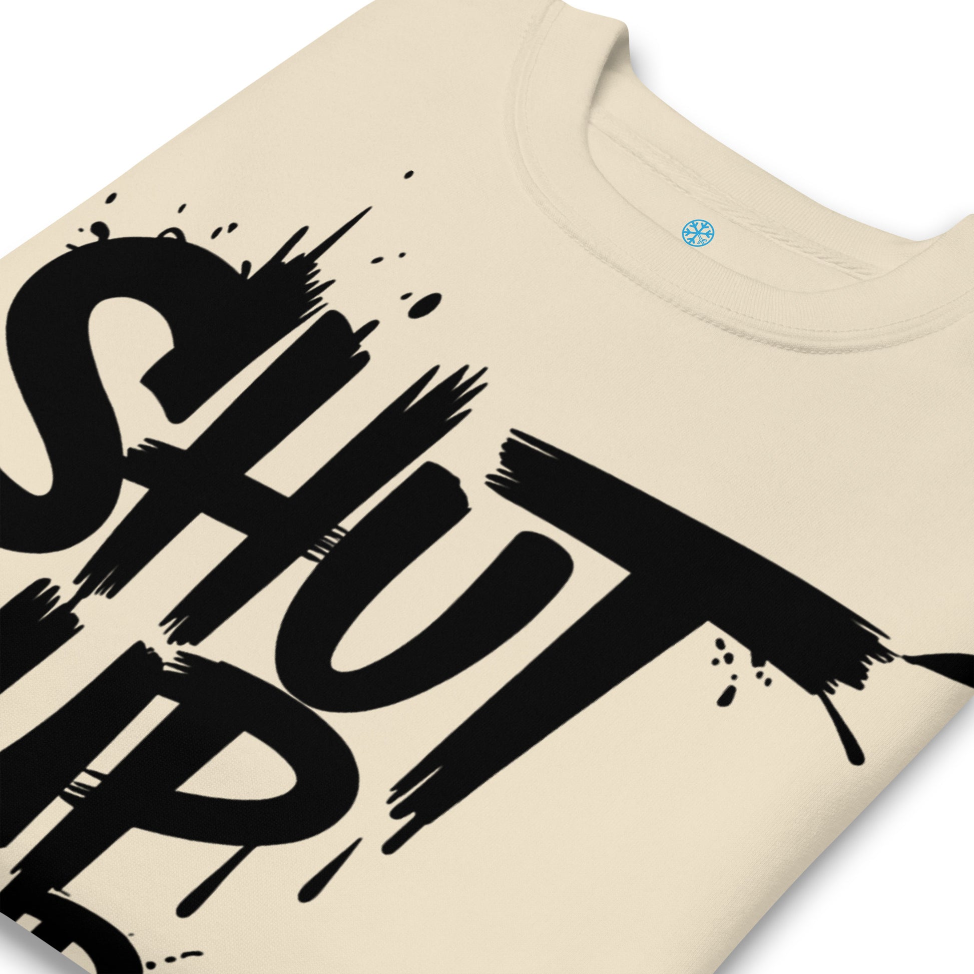Beige-Shut Up and Paint Graffiti Sweatshirt from B.Different Clothing, detail, graffiti-inspired streetwear