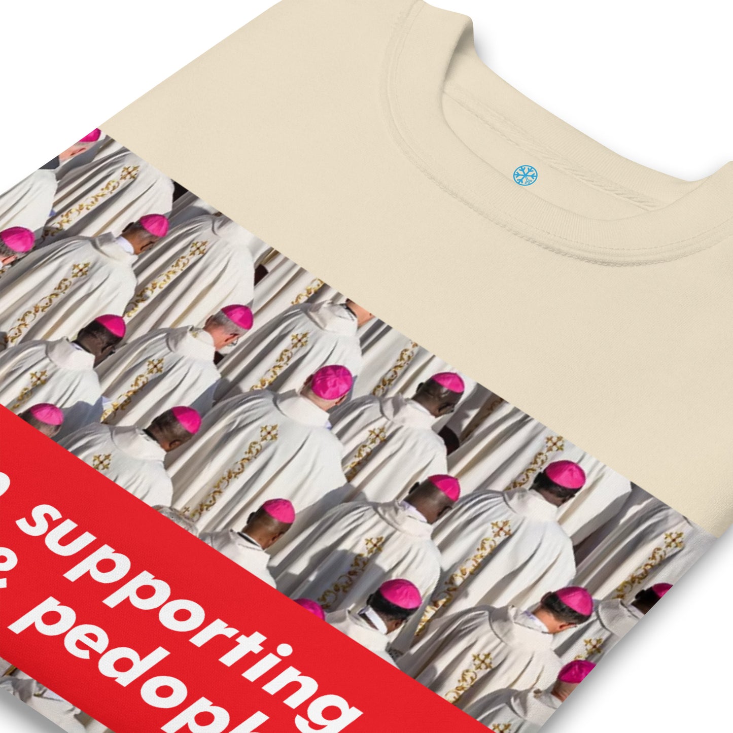 Beige-Vatican Crooks Sweatshirt from B.Different Clothing, detail, graffiti-inspired streetwear