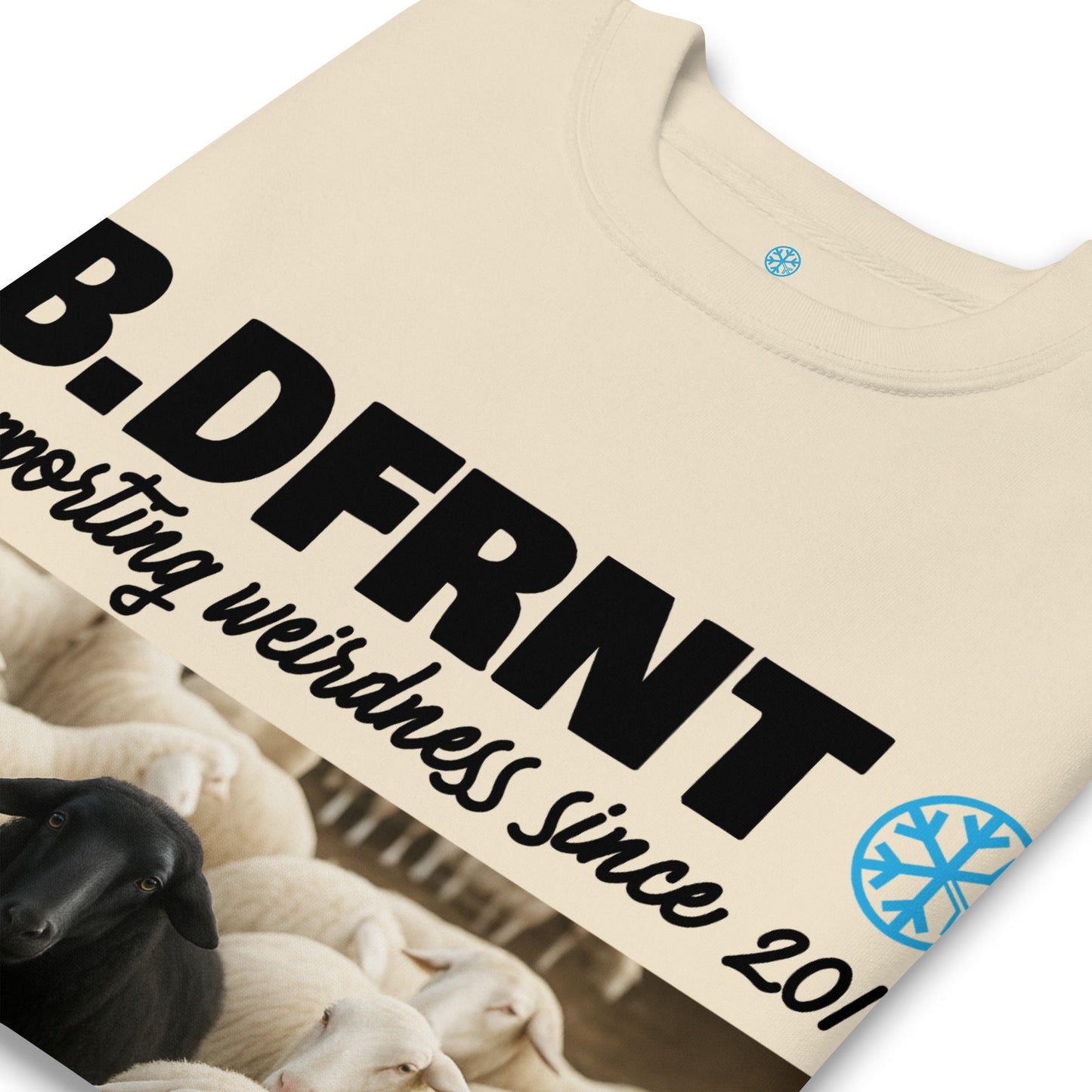 Beige-Black Sheep Sweatshirt from B.Different Clothing, detail, graffiti-inspired streetwear