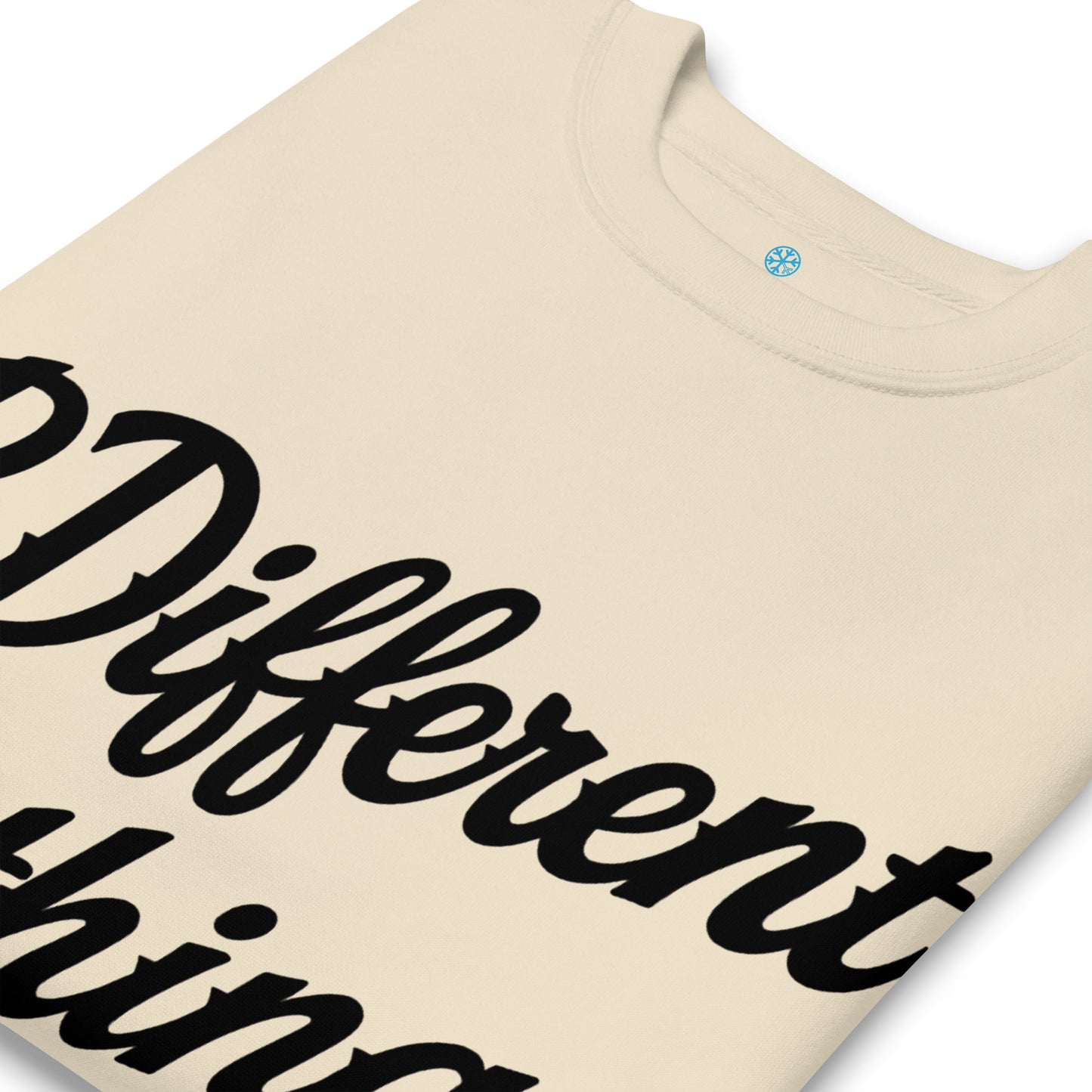 Beige-The League Sweatshirt from B.Different Clothing, detail, graffiti-inspired streetwear