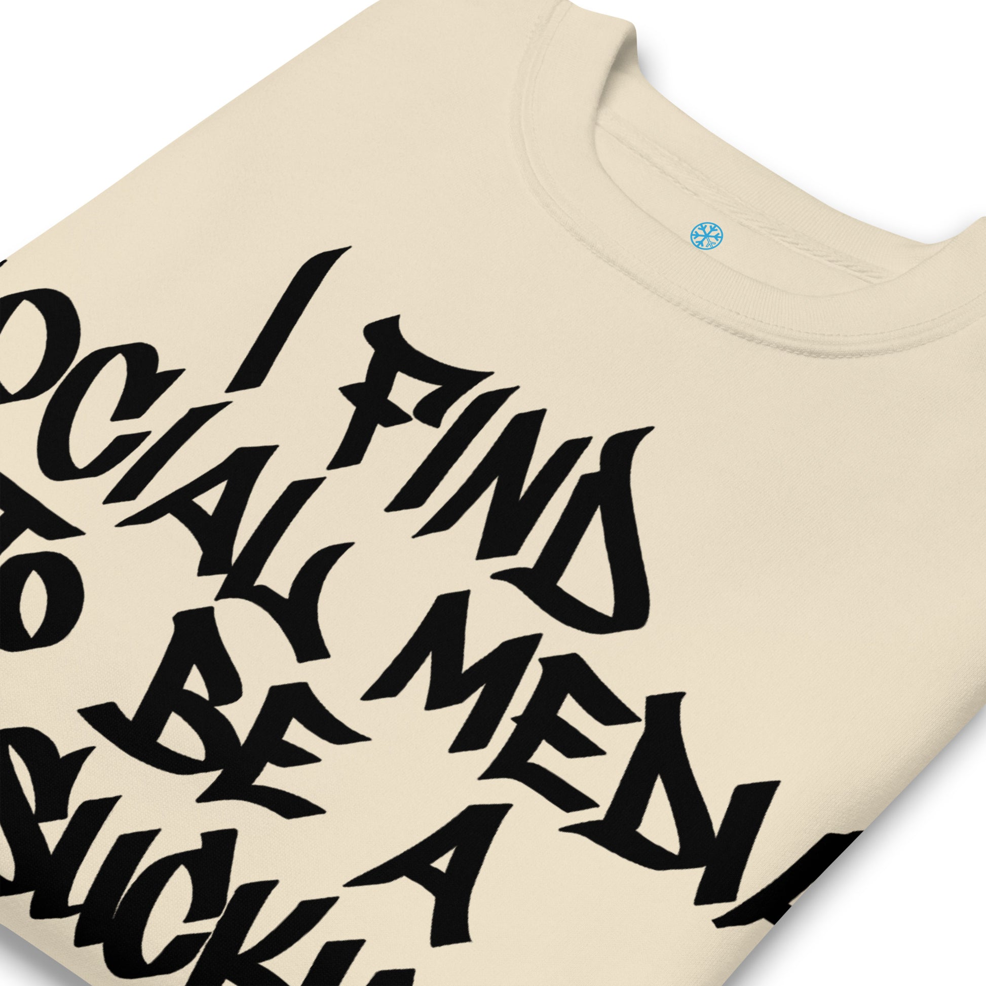 Beige-Social Media Graffiti Tag Sweatshirt from B.Different Clothing, detail, graffiti-inspired streetwear