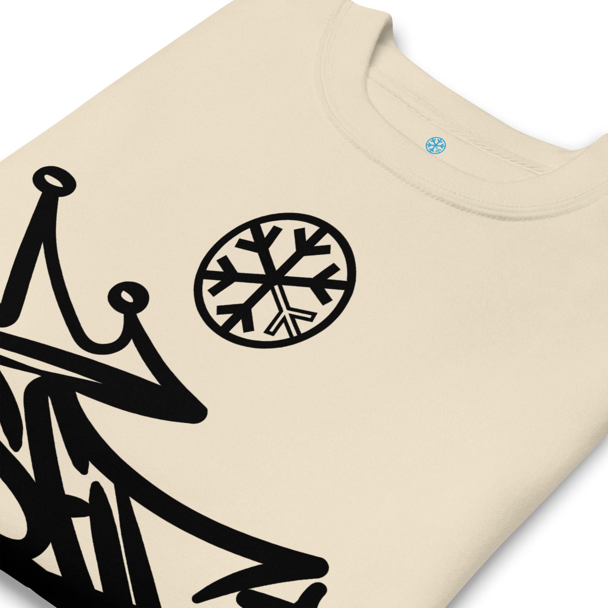 Beige-Misfit Graffiti Tag Sweatshirt from B.Different Clothing, detail, graffiti-inspired streetwear