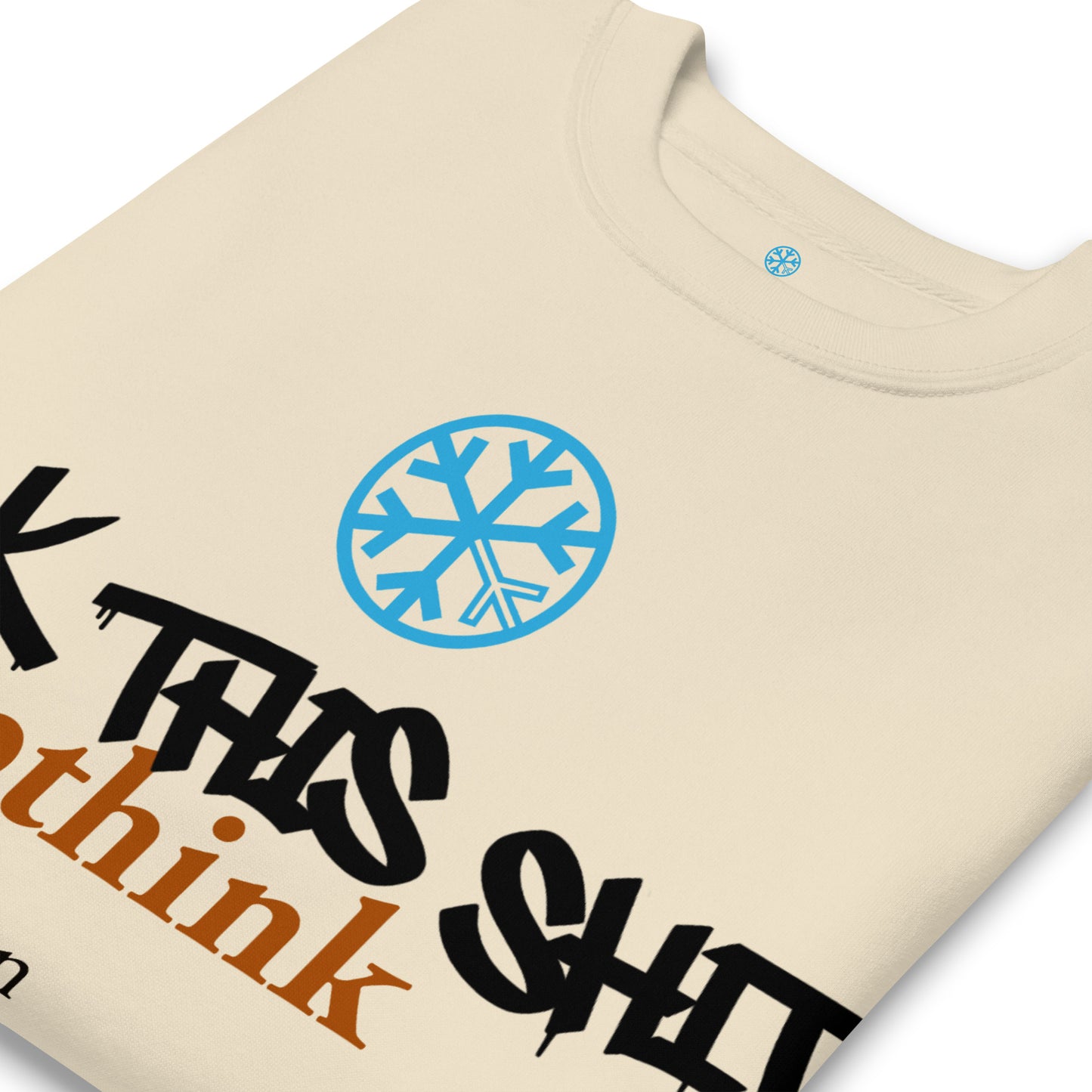 Beige-Groupthink Graffiti Sweatshirt from B.Different Clothing, detail, graffiti-inspired streetwear