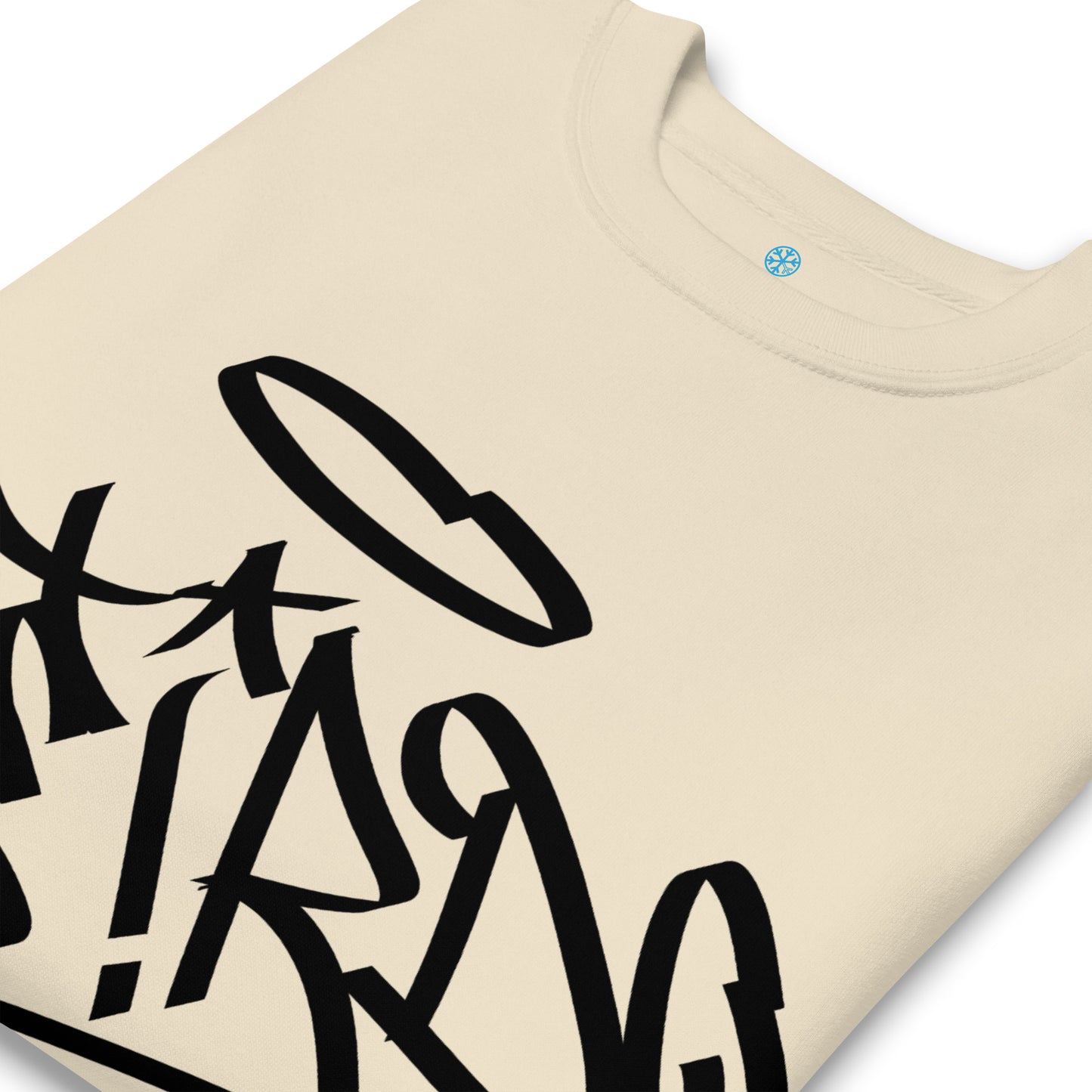 Beige-Weirdo Tag Graffiti Sweatshirt from B.Different Clothing, detail, graffiti-inspired streetwear