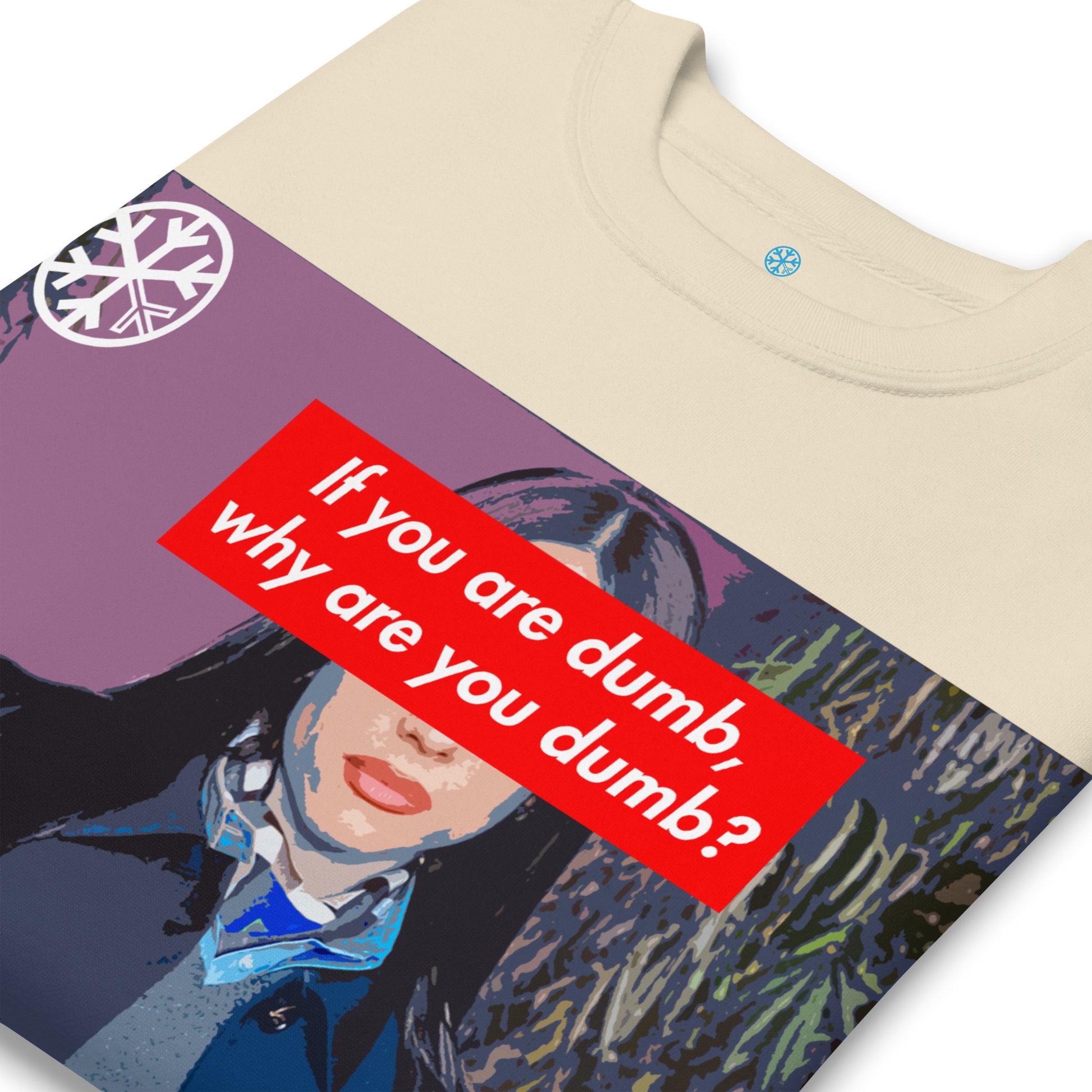 Beige-Why Are You Dumb Sweatshirt from B.Different Clothing, detail, graffiti-inspired streetwear