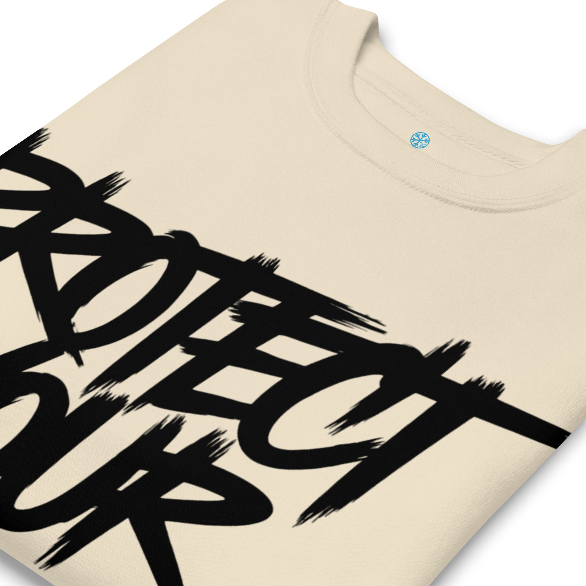 Beige-Protect Your Vibe Graffiti Tag Sweatshirt from B.Different Clothing, detail, graffiti-inspired streetwear